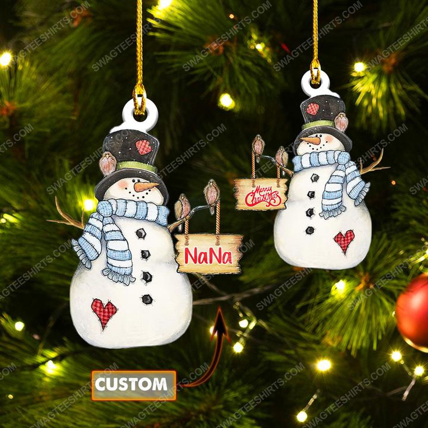 Custom snowman christmas gift ornament 1