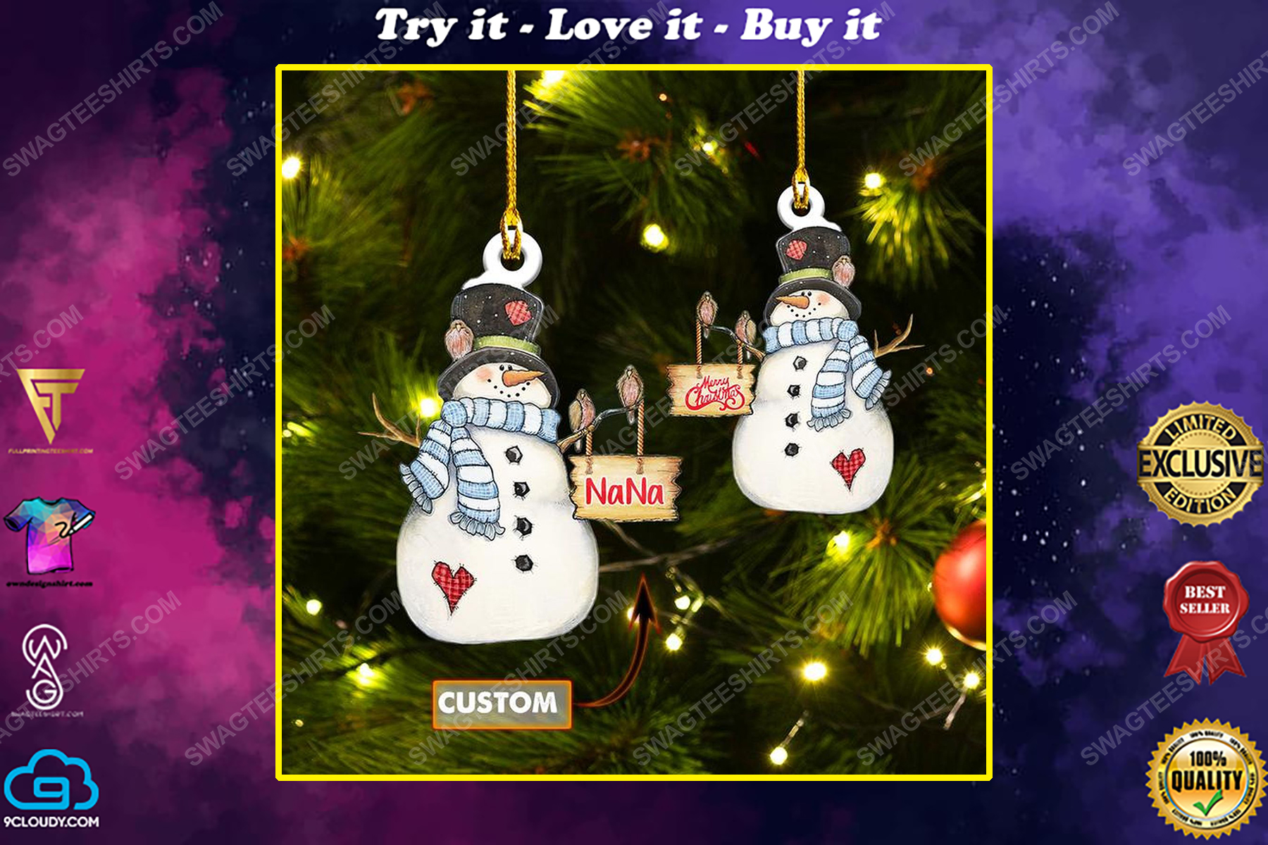 Custom snowman christmas gift ornament