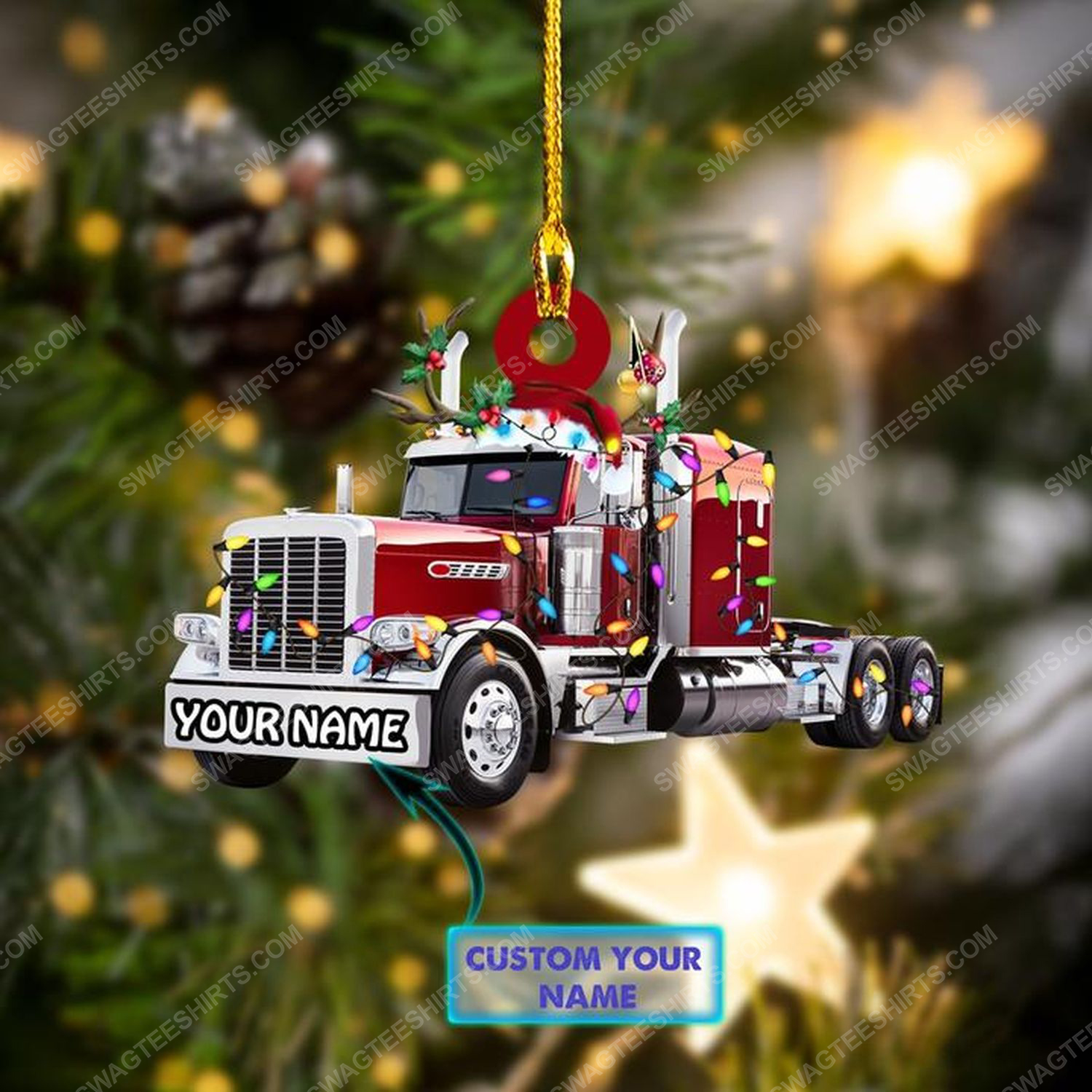 Custom trucker christmas gift ornament 1