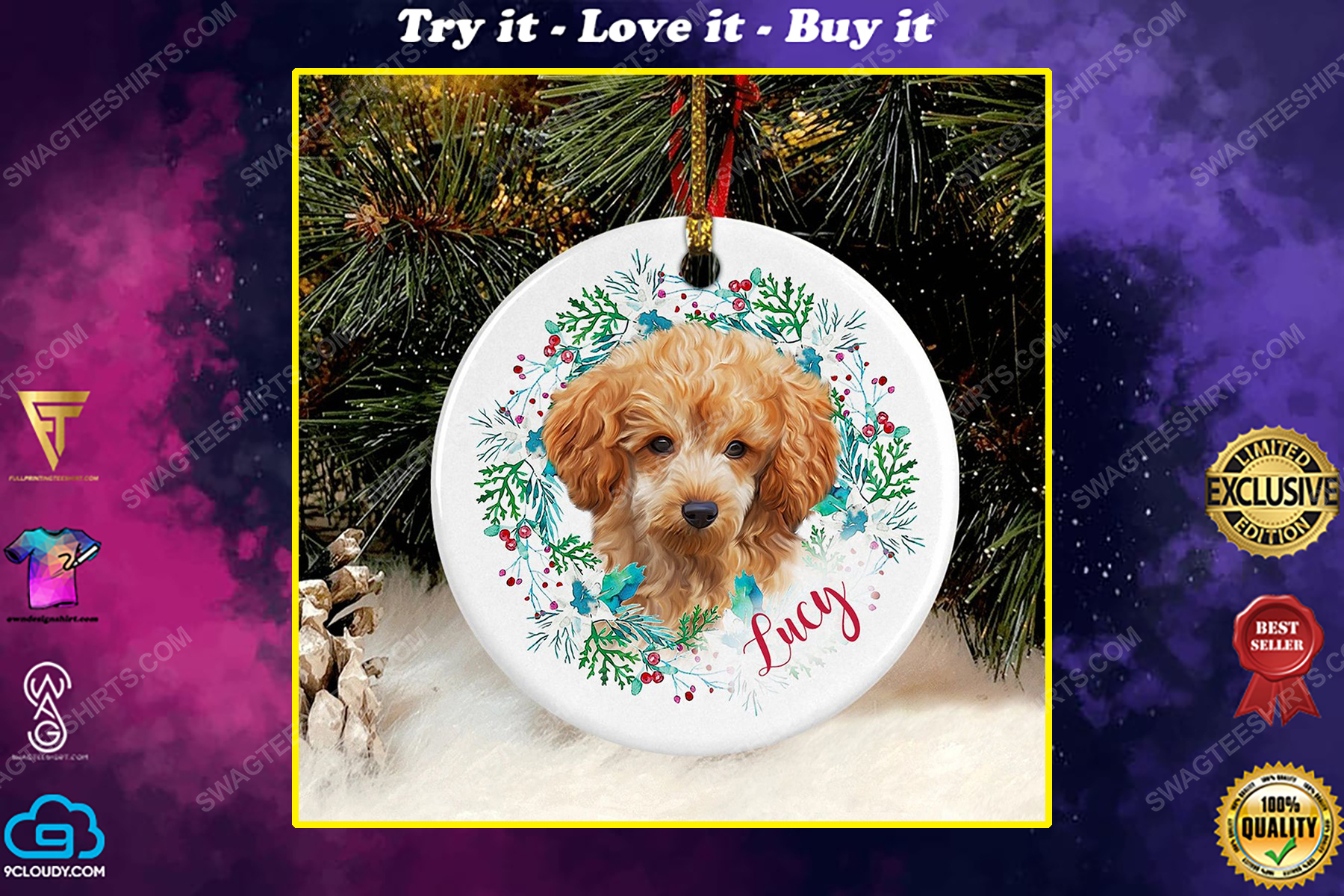 Custom your dog christmas gift ornament