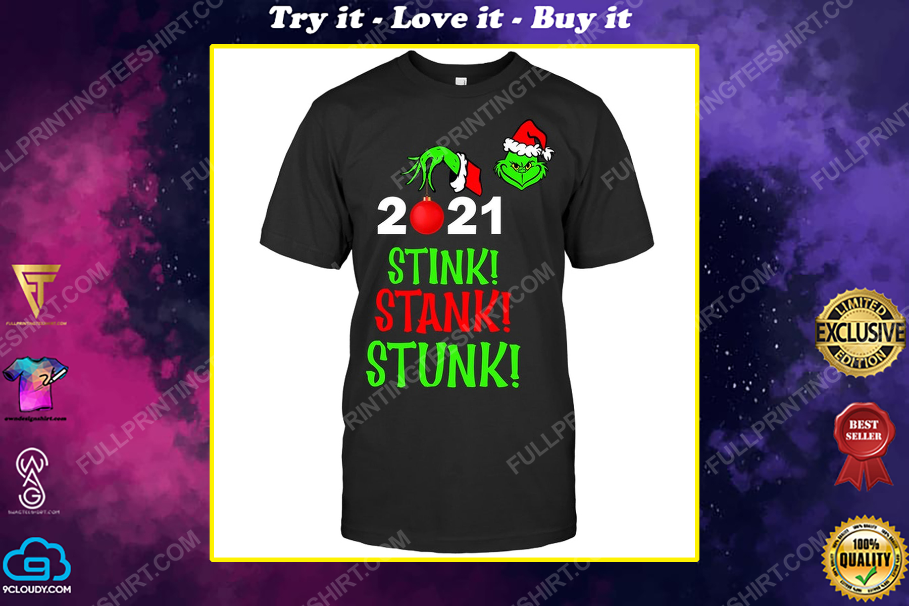 For christmas the grinch stink stank stunk 2021 shirt
