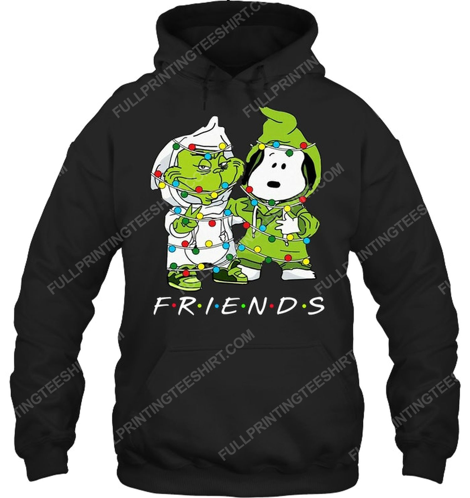 Friends christmas lights grinch and snoopy hoodie