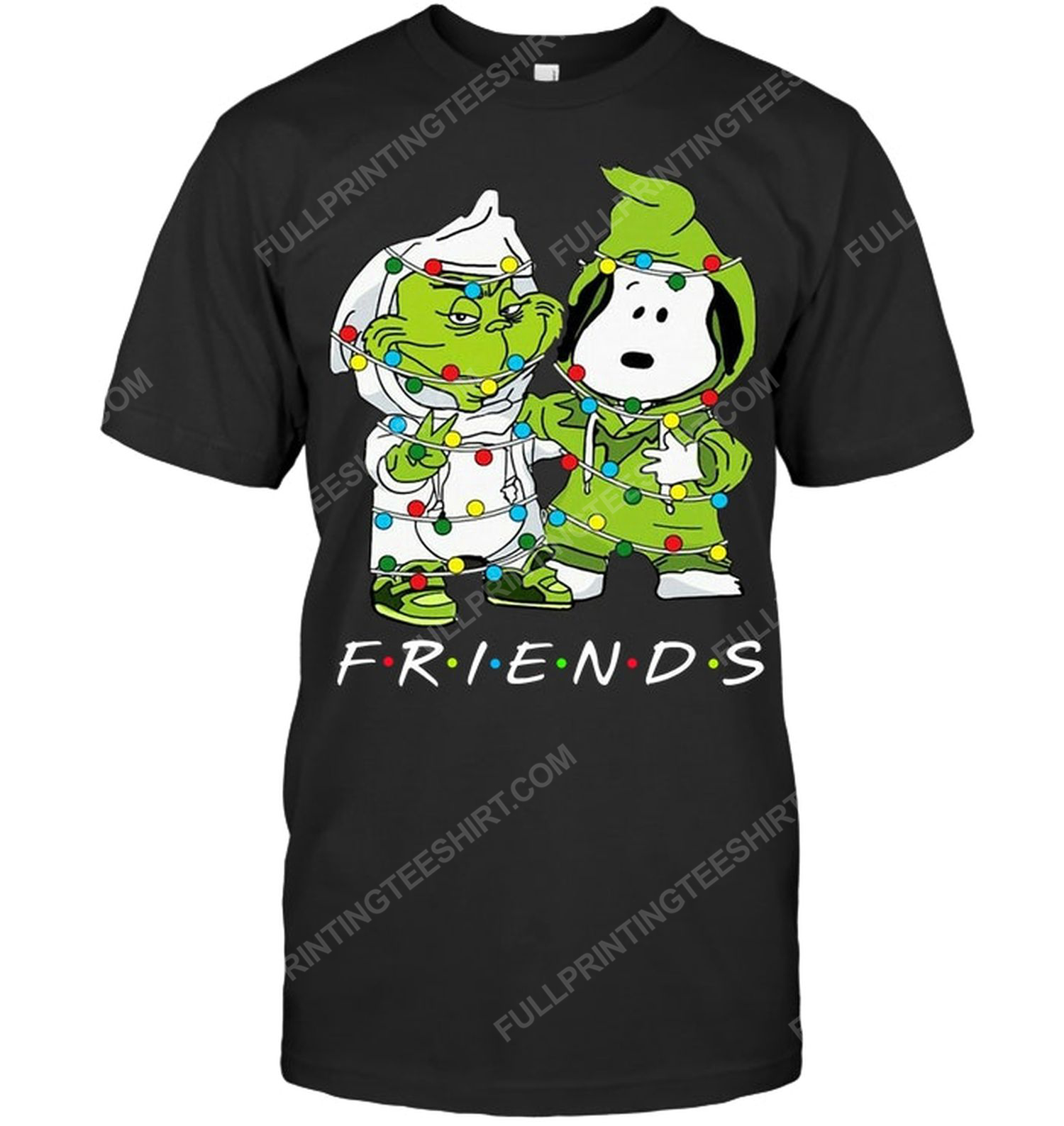 Friends christmas lights grinch and snoopy tshirt