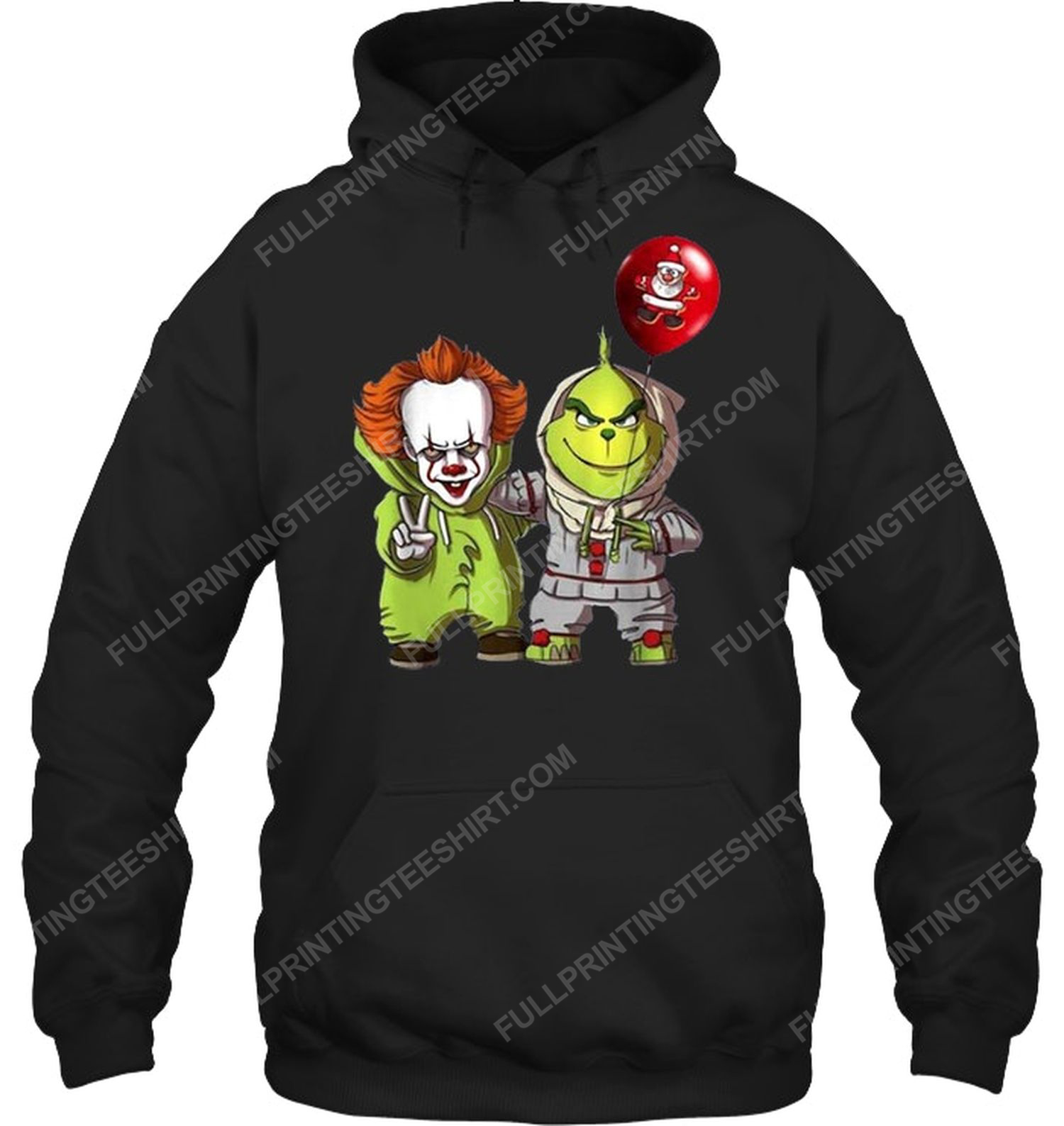 Friends grinch and pennywise christmas lights hoodie