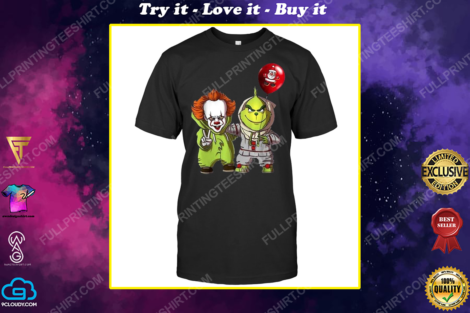 Friends grinch and pennywise christmas lights shirt
