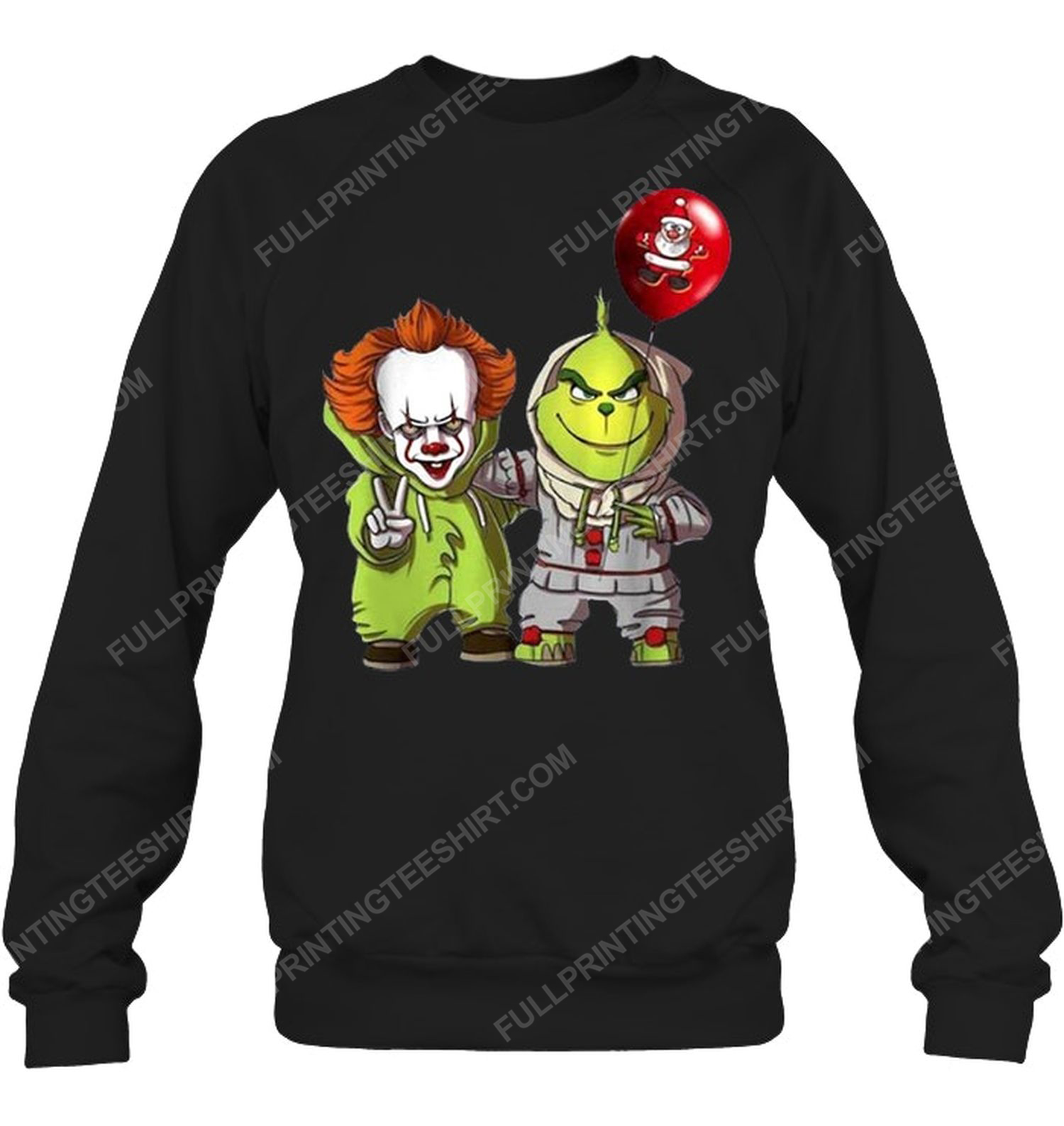 Friends grinch and pennywise christmas lights sweatshirt