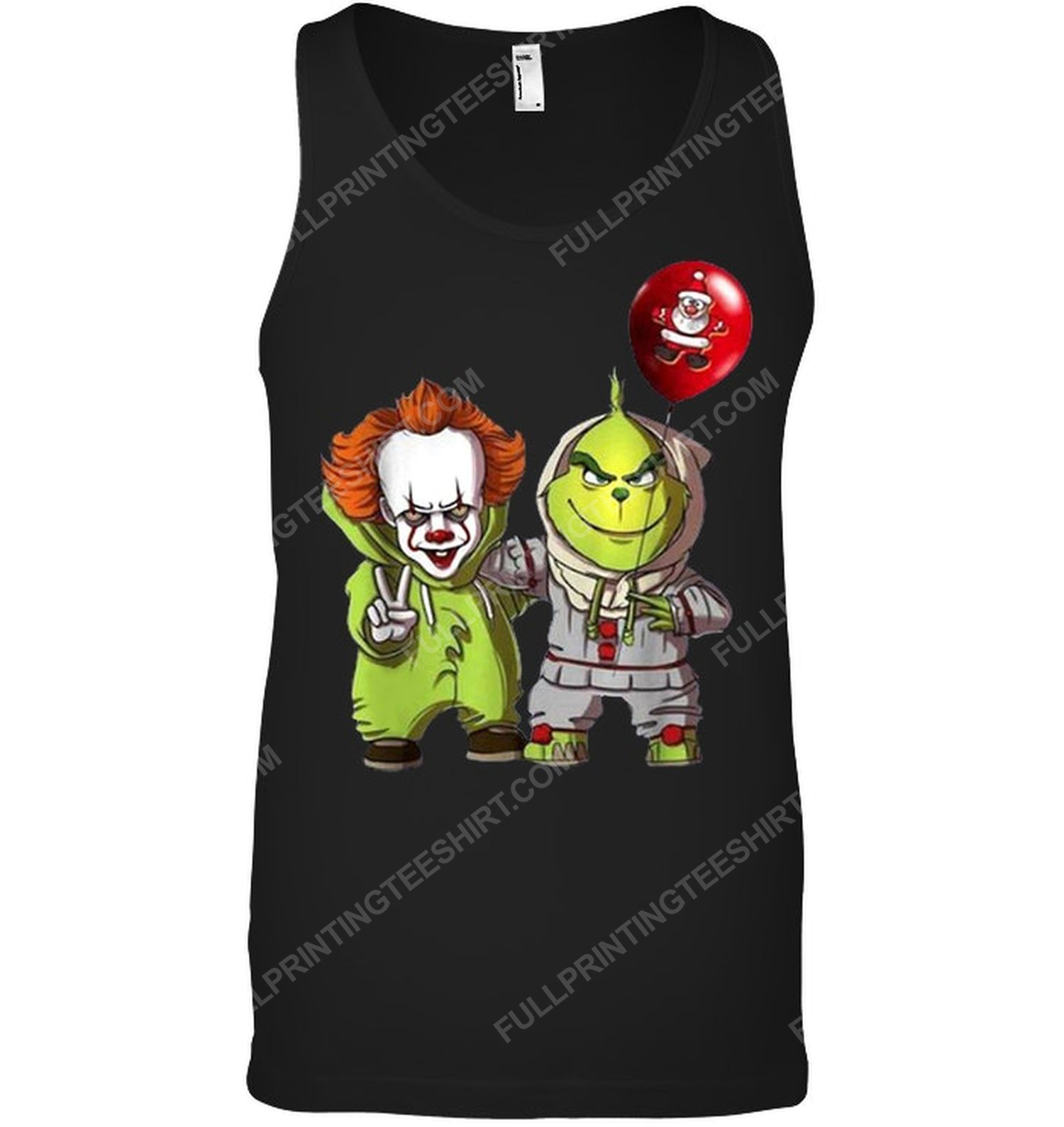 Friends grinch and pennywise christmas lights tank top