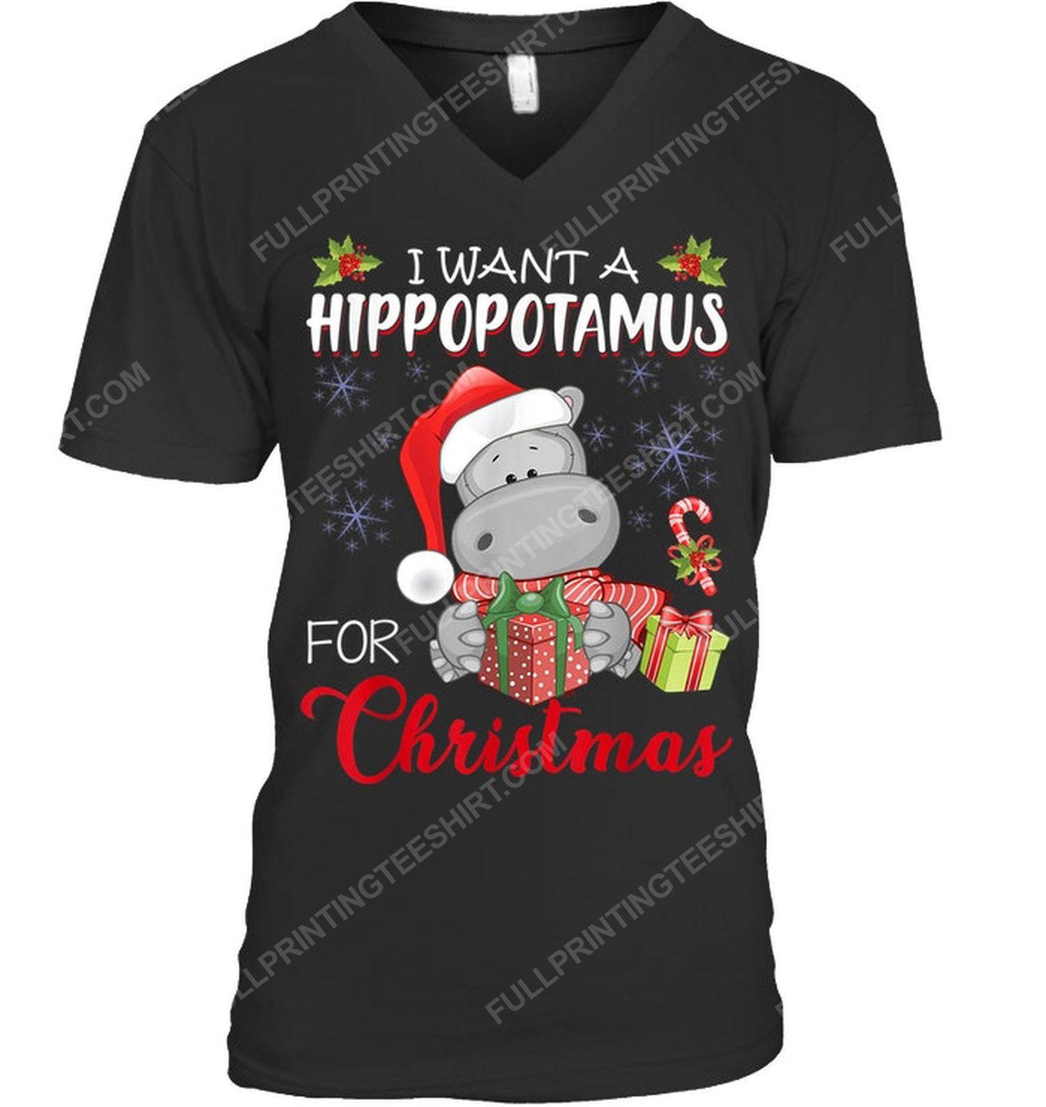 I want a hippopotamus for christmas v-neck
