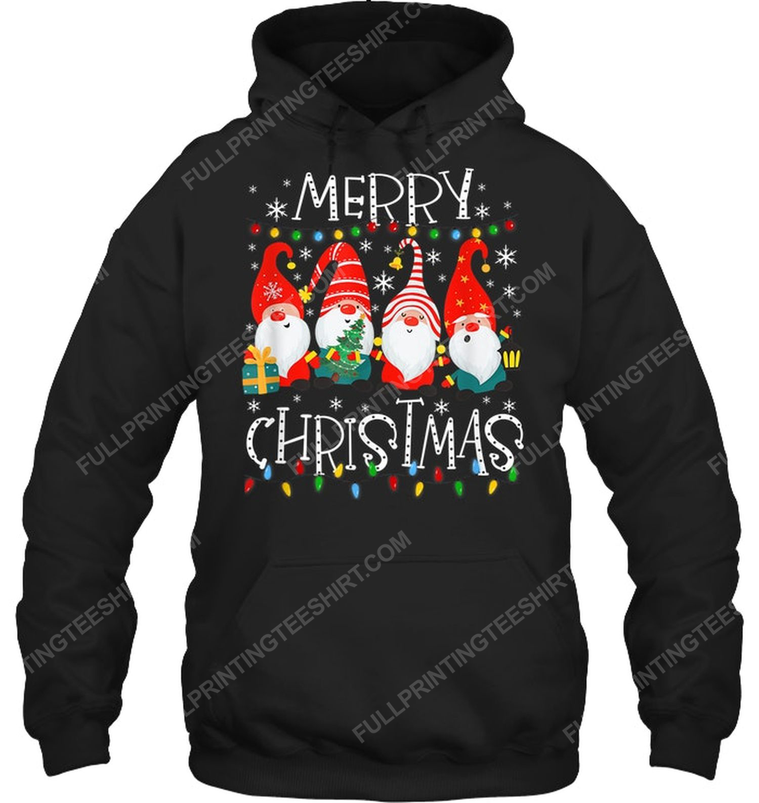 Merry christmas gnomes and christmas light hoodie