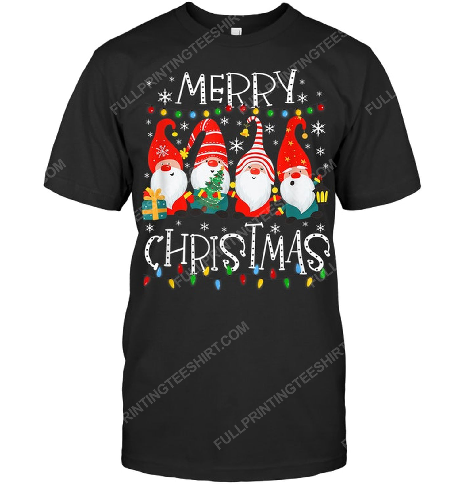 Merry christmas gnomes and christmas light tshirt