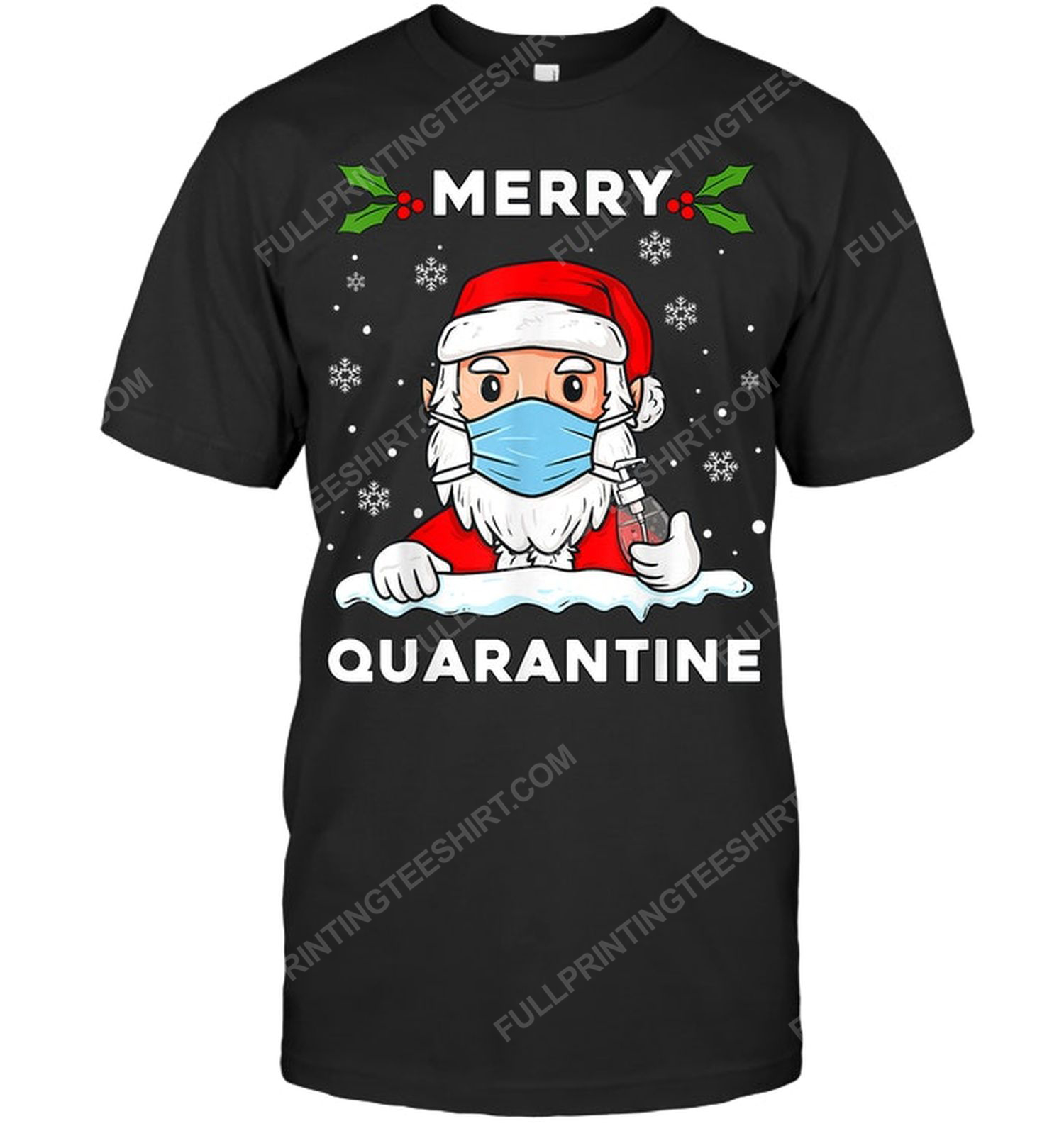 Merry quarantine christmas santa claus tshirt