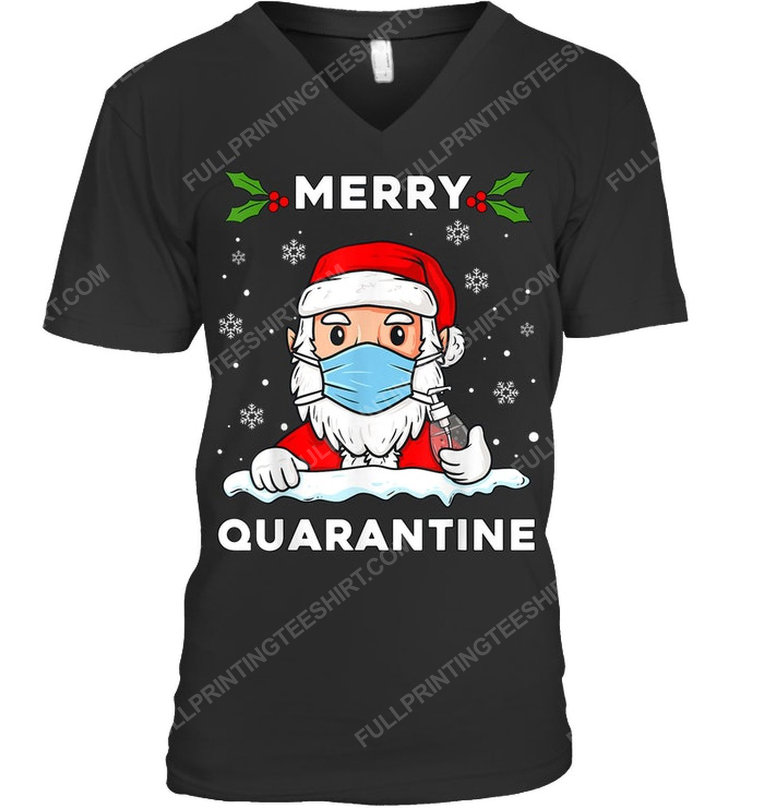 Merry quarantine christmas santa claus v-neck