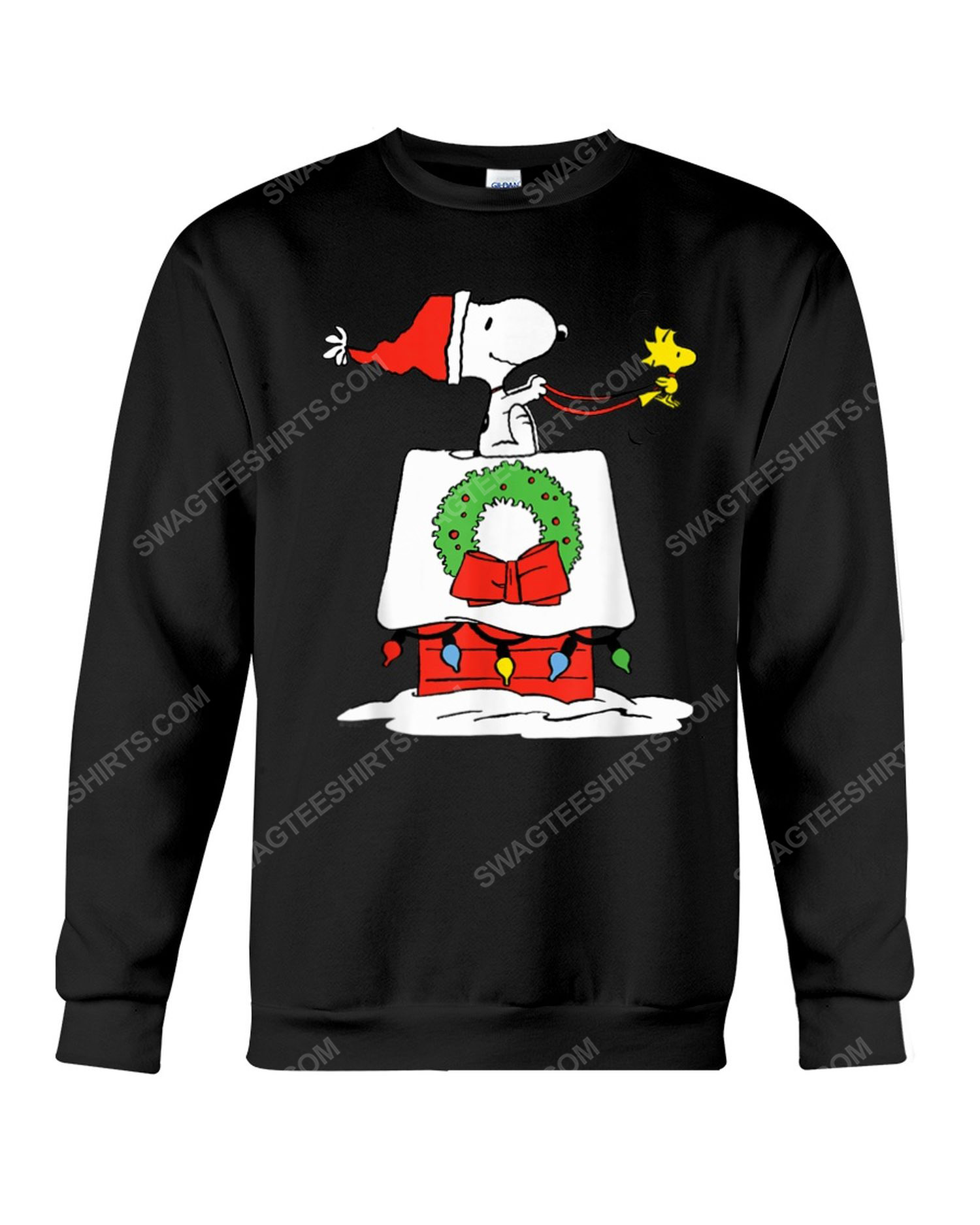 Snoopy and woodstock with christmas house sweatshirt