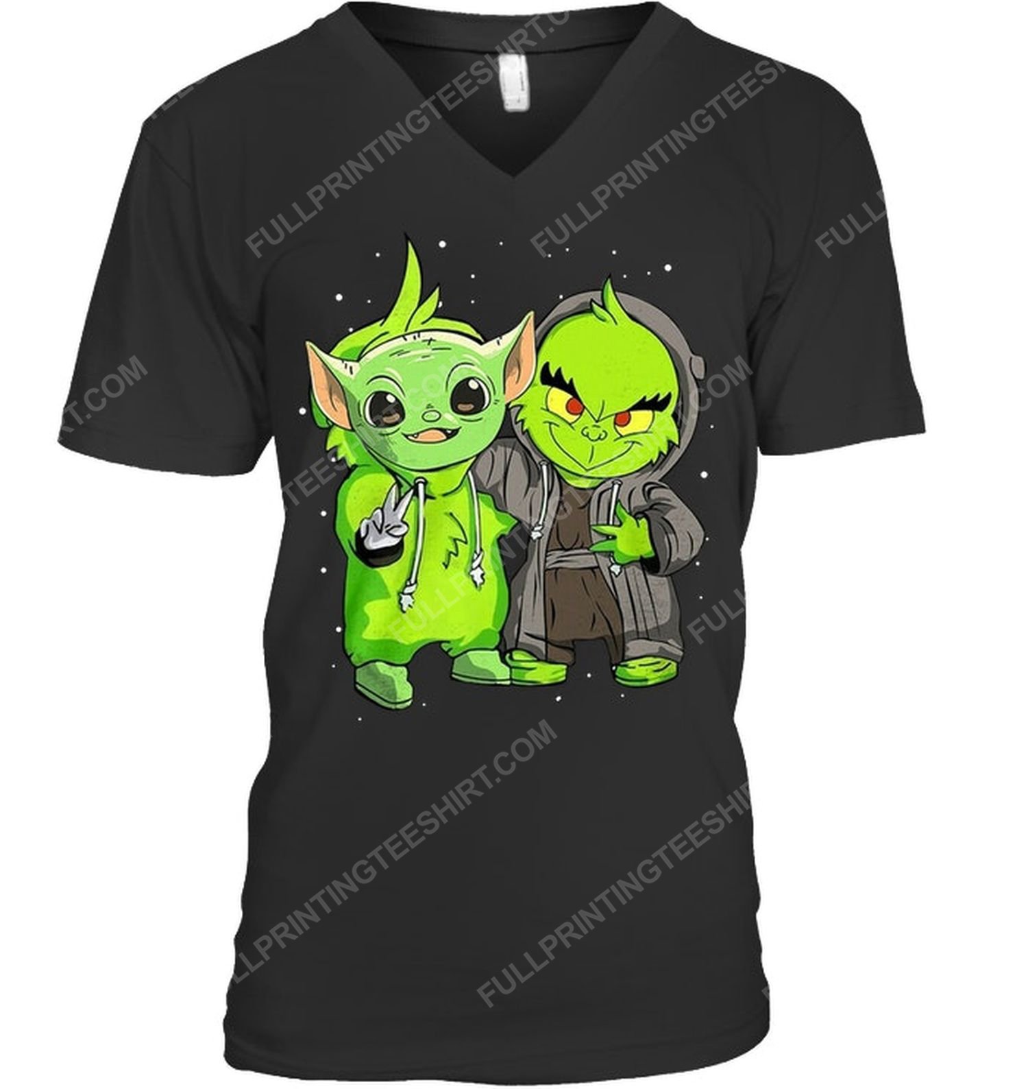 The grinch and yoda friends tv show v-neck