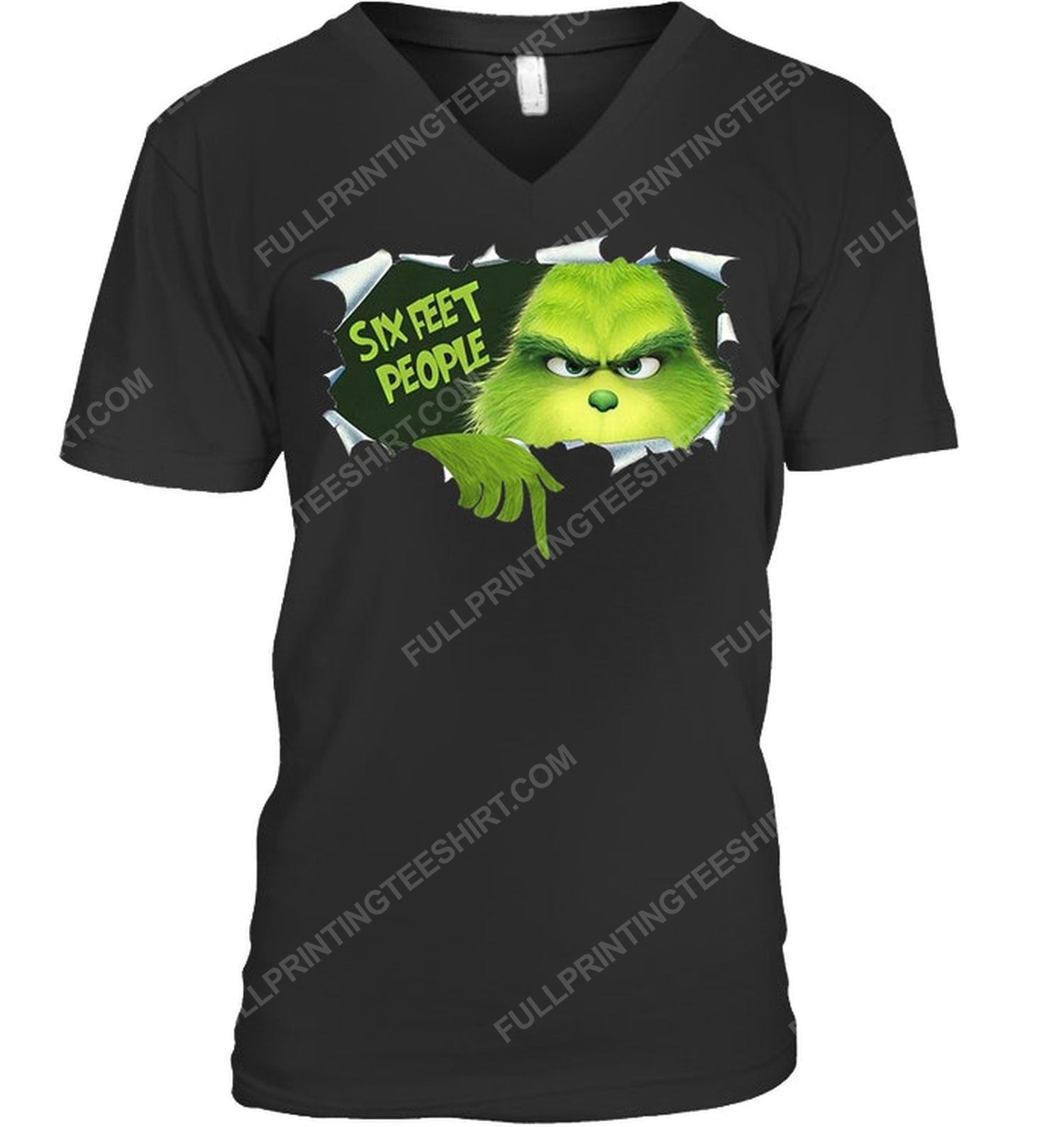 The grinch six feet people social distancing v-neck