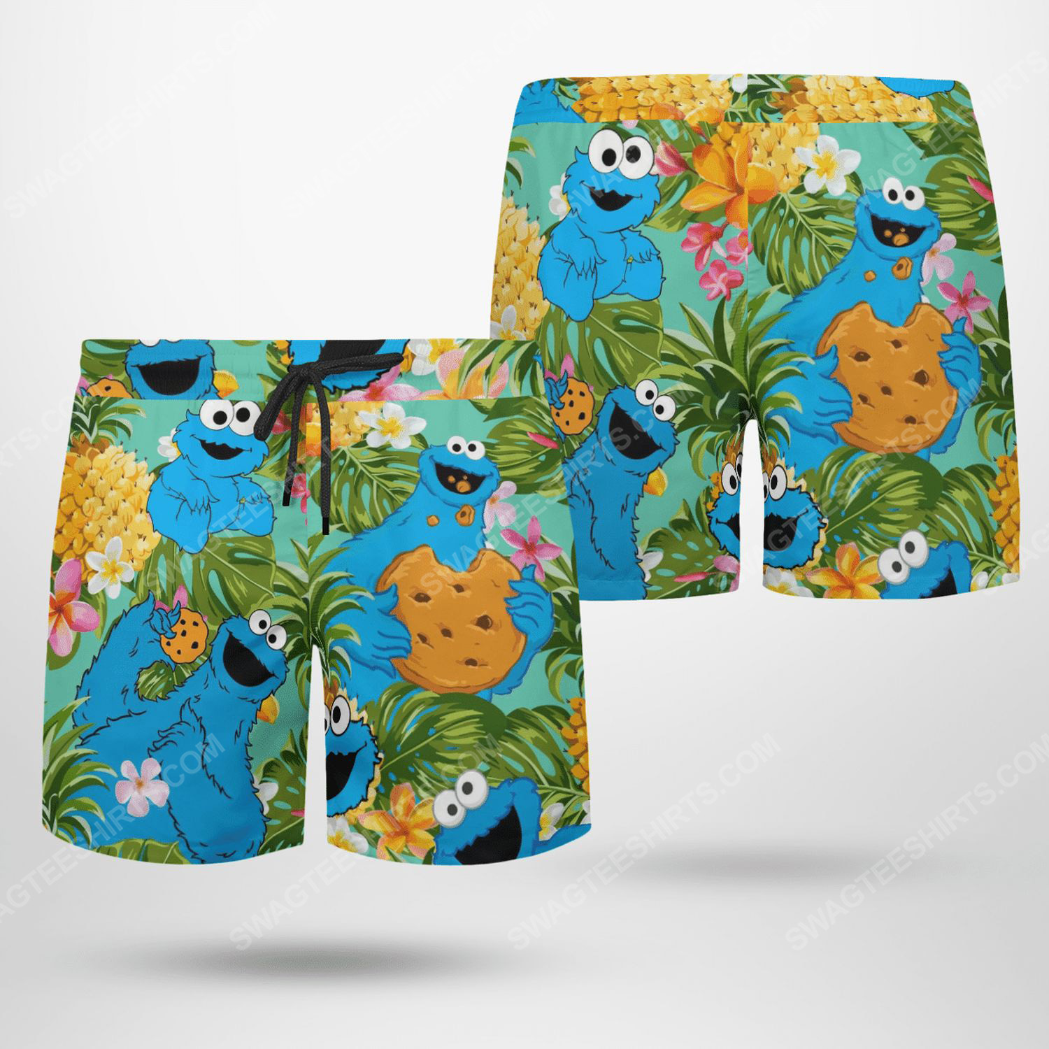 The muppet show cookie monster beach shorts
