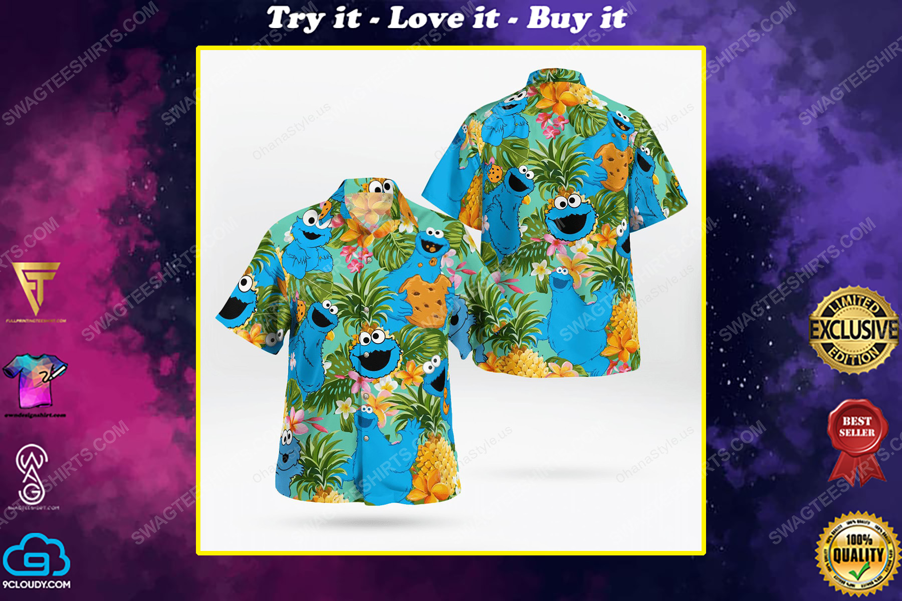 The muppet show cookie monster hawaiian shirt