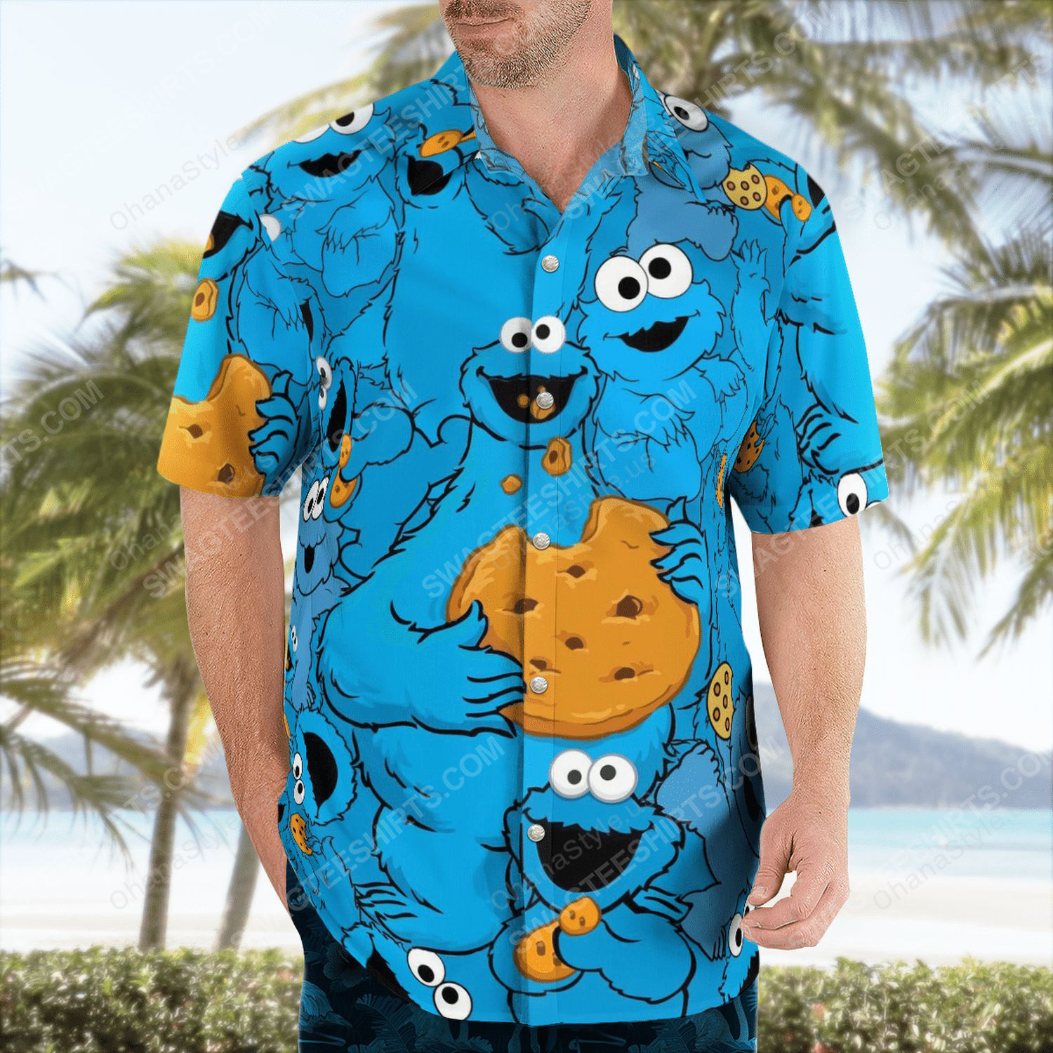 The muppet show cookie monster tropical hawaiian shirt 3