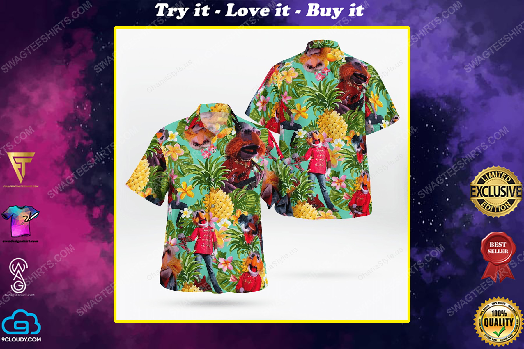 The muppet show floyd pepper tropical hawaiian shirt
