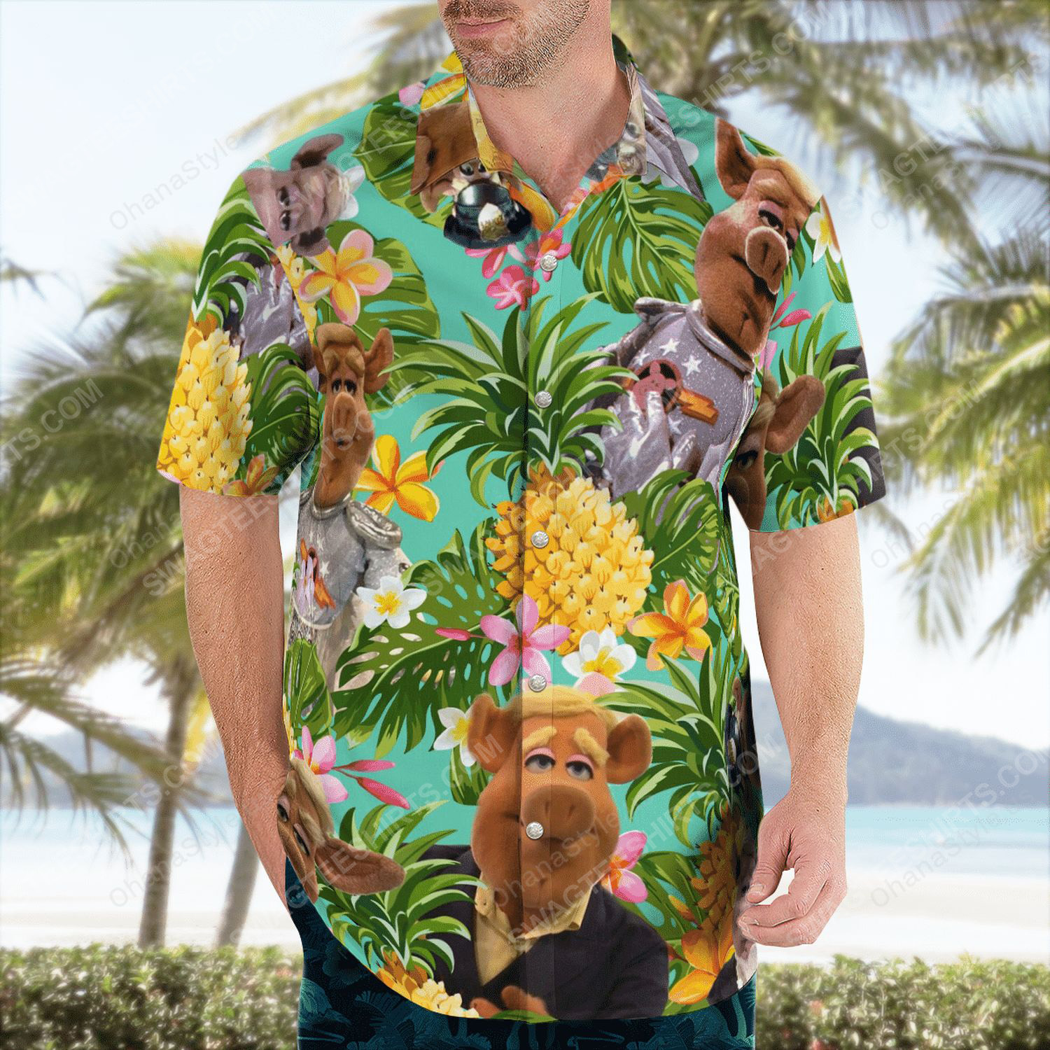The muppet show link hogthrob tropical hawaiian shirt 3