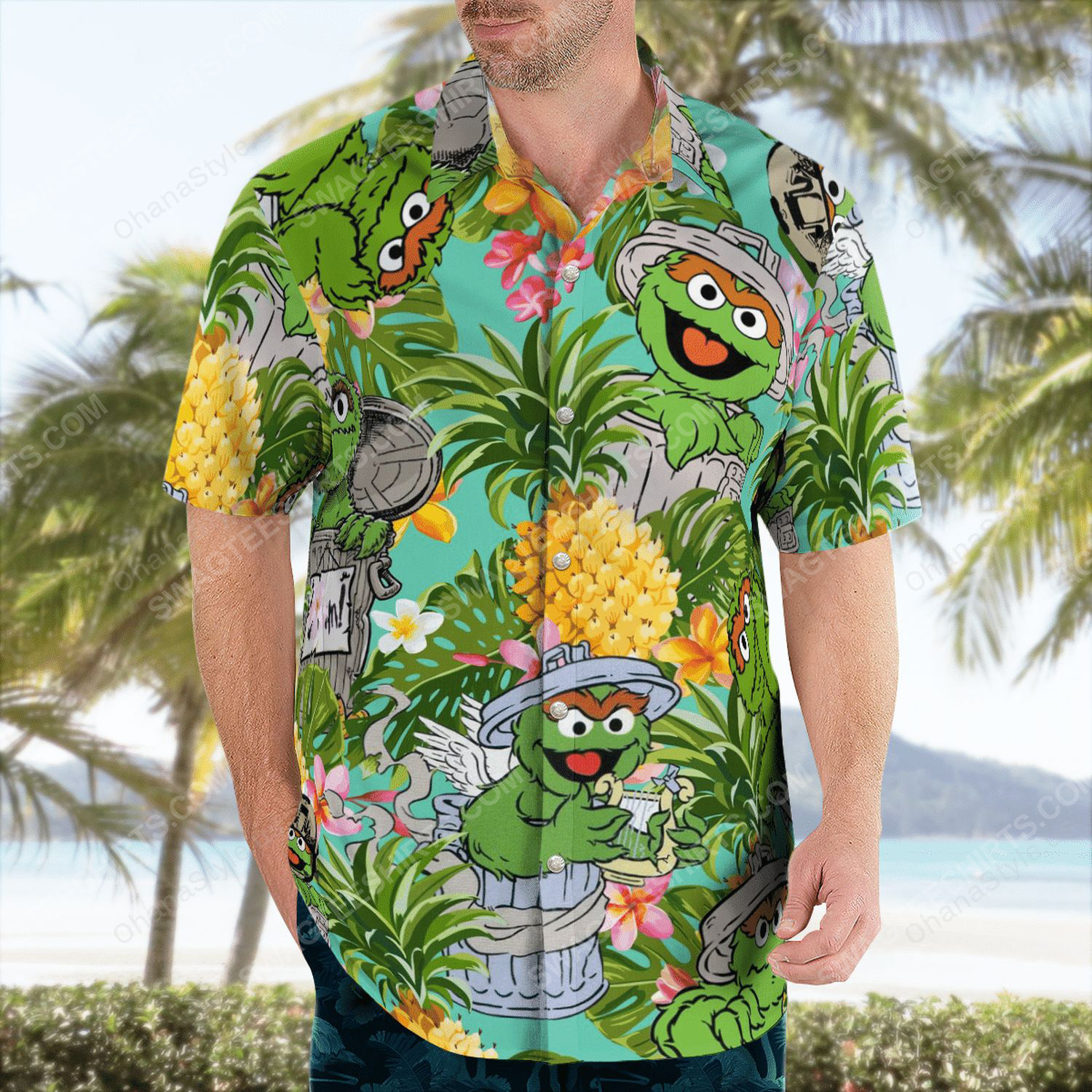 The muppet show oscar the grouch hawaiian shirt 3