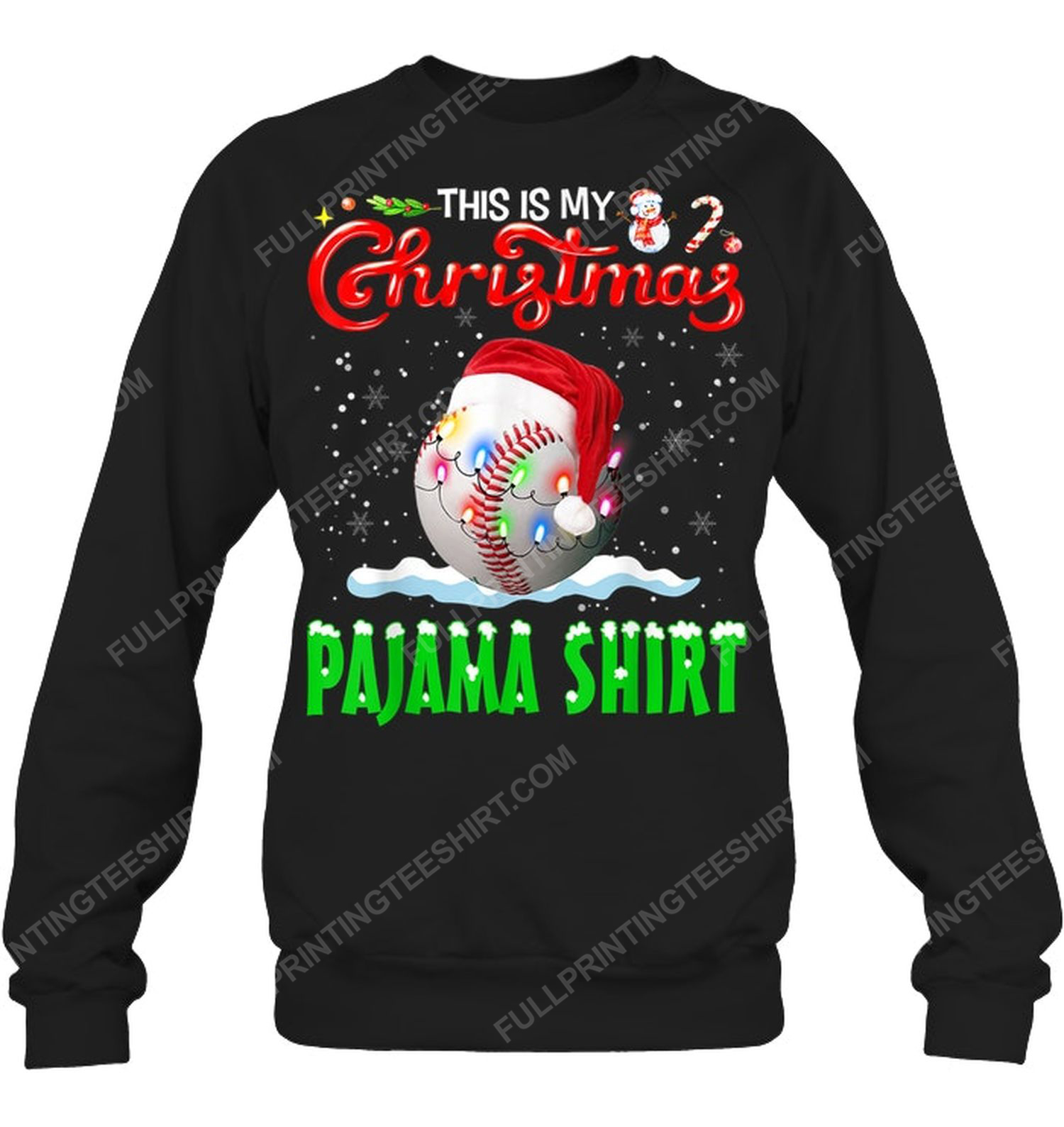 This is my christmas pajama baseball christmas lights sweatshirt