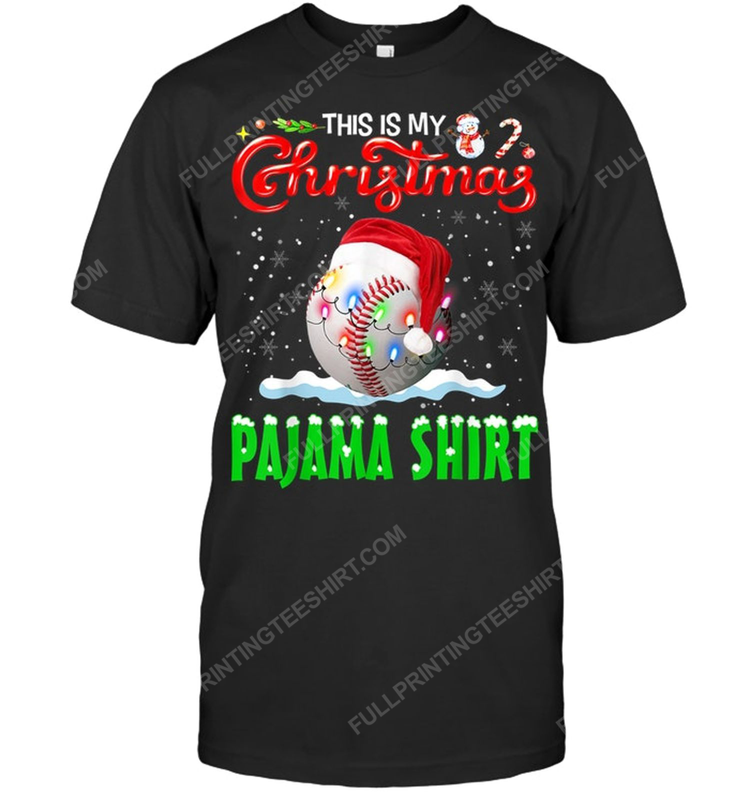 This is my christmas pajama baseball christmas lights tshirt
