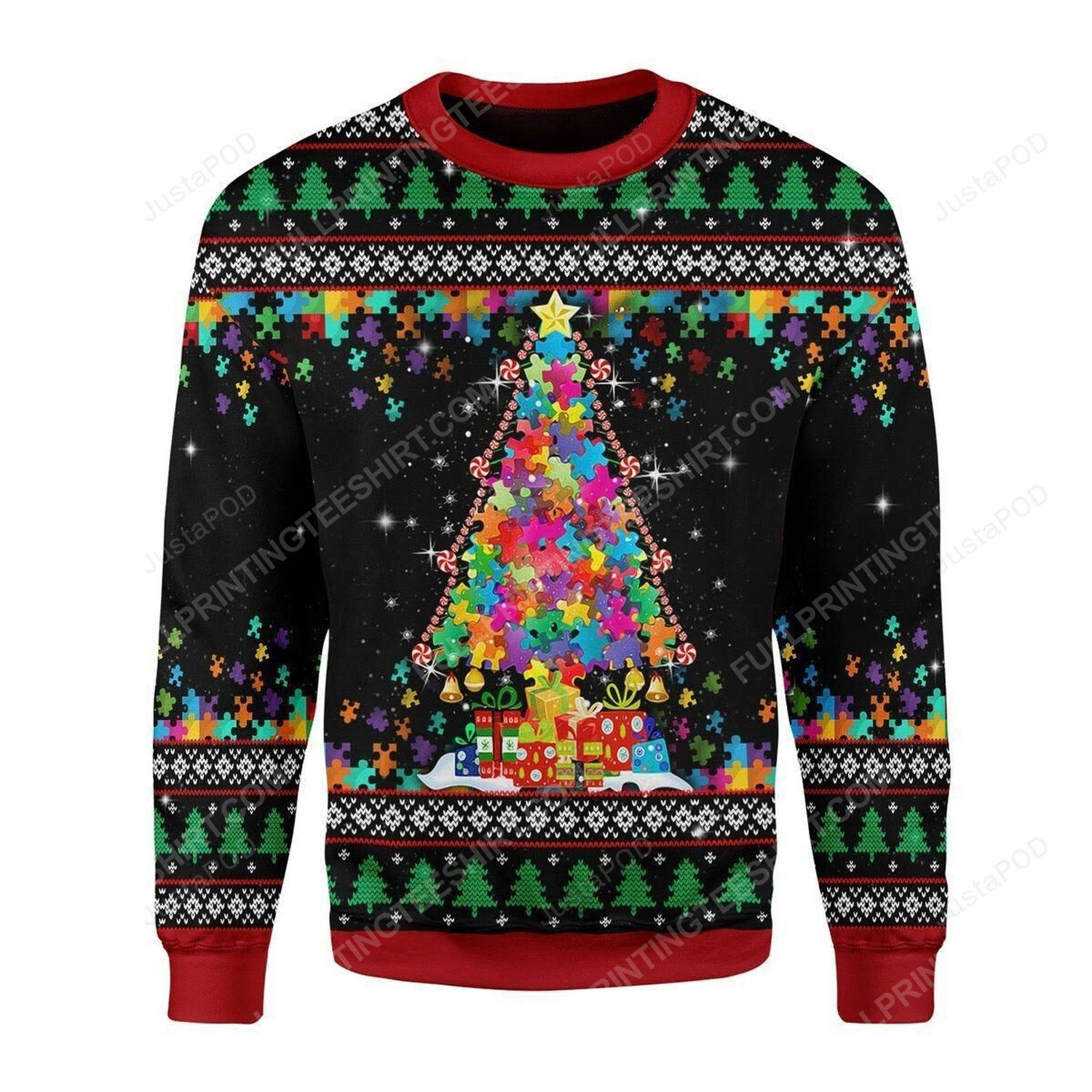 Autism awareness christmas tree christmas gift ugly christmas sweater
