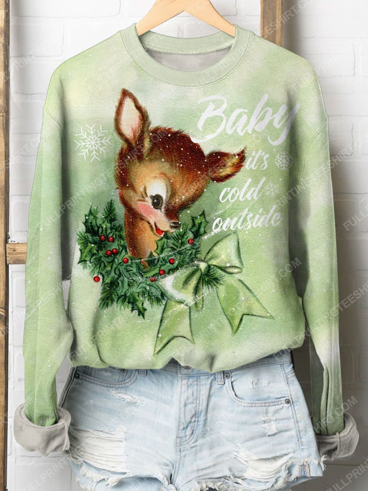 Baby it's cold outside deer christmas full print shirt 1