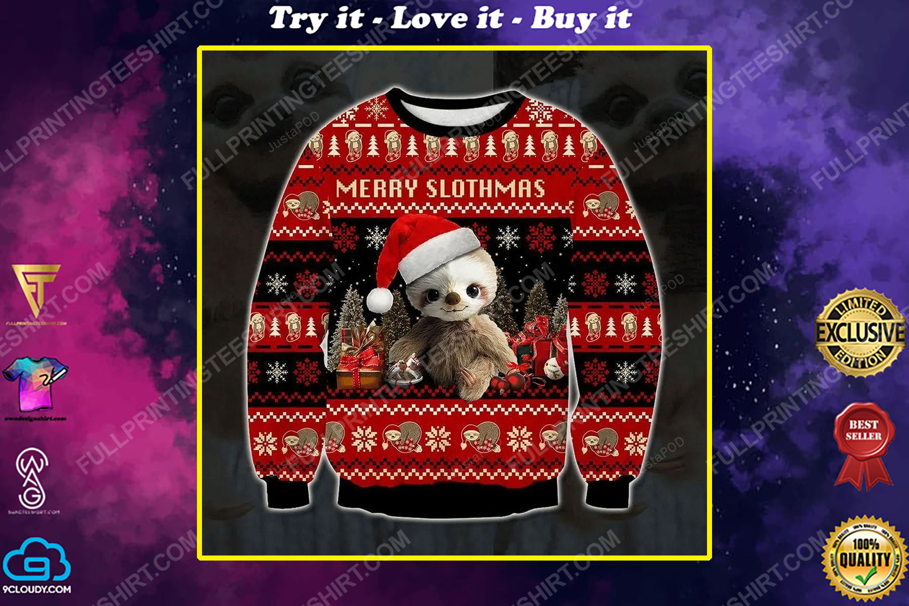 Baby sloth merry slothmas christmas gift ugly christmas sweater