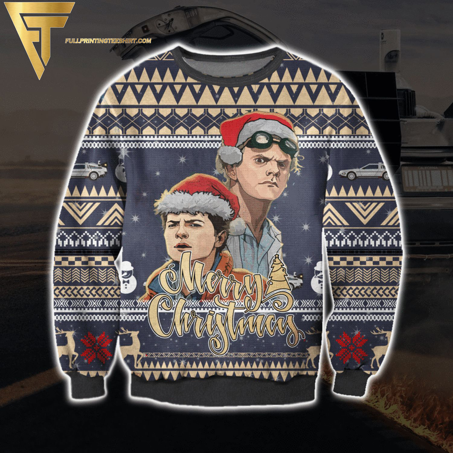 Back to the Future Merry Christmas Full Print Ugly Christmas Sweater
