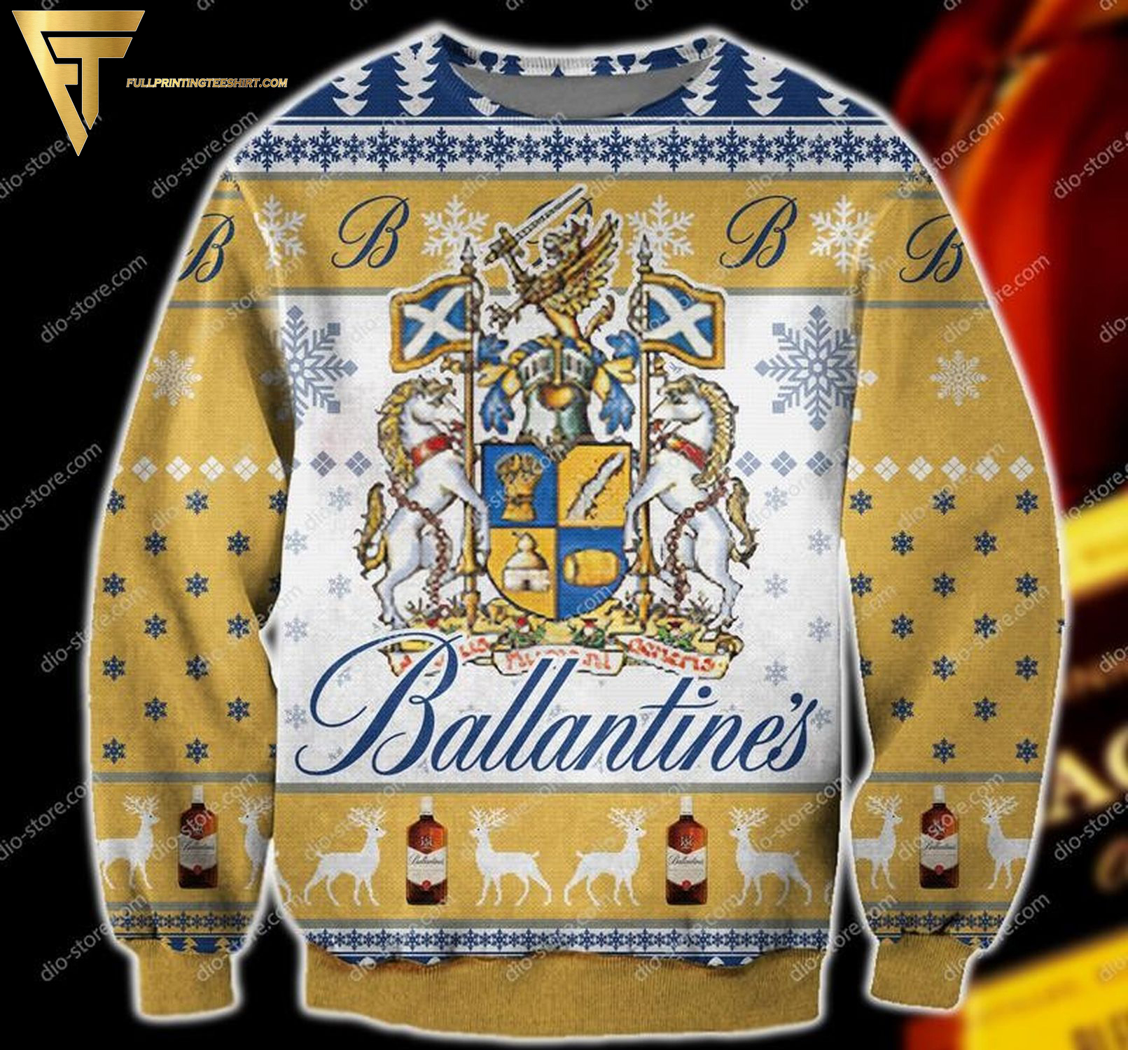 Ballantine's Knitting Pattern Full Print Ugly Christmas Sweater