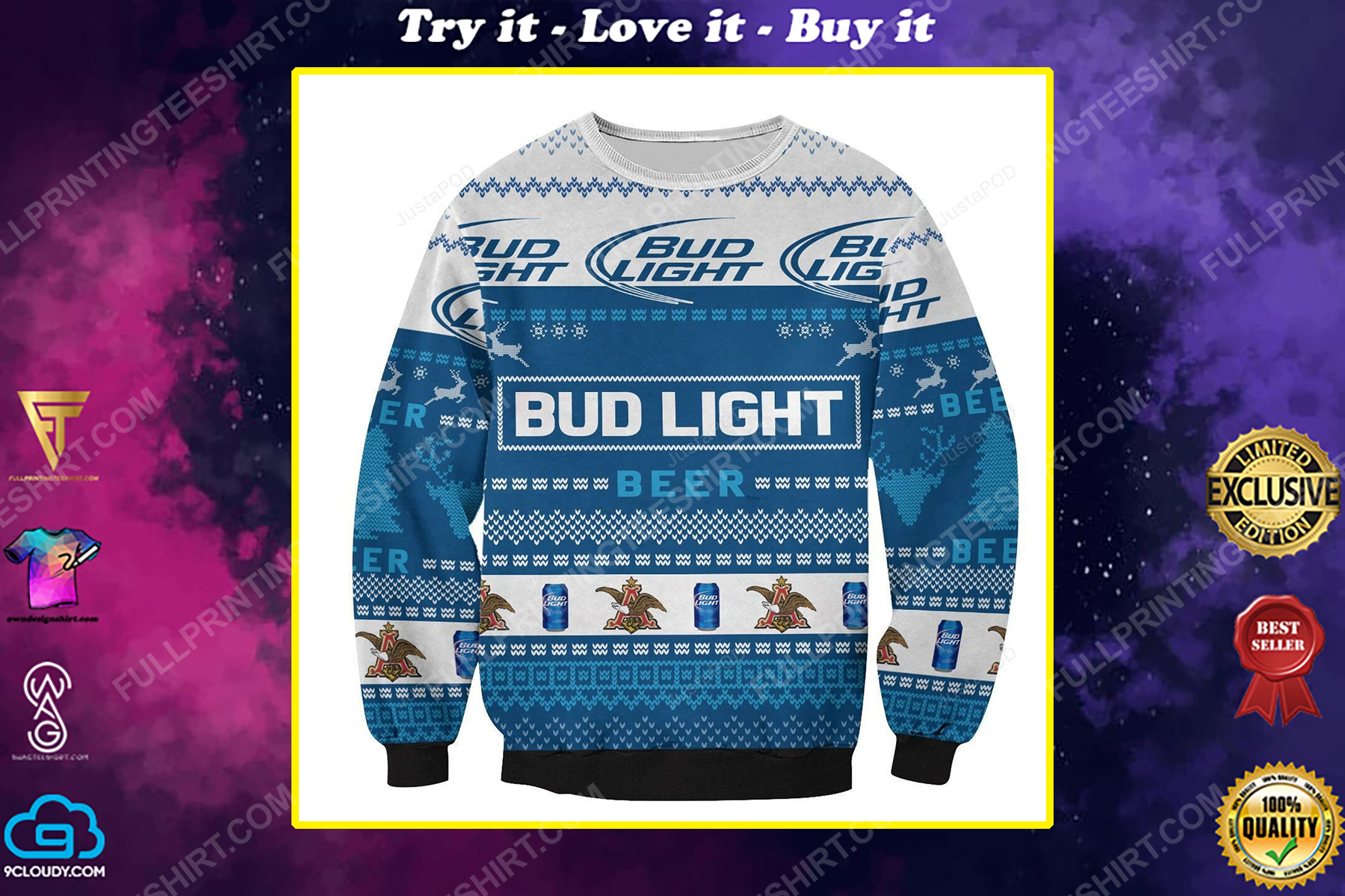 Bud light beer christmas gift ugly christmas sweater