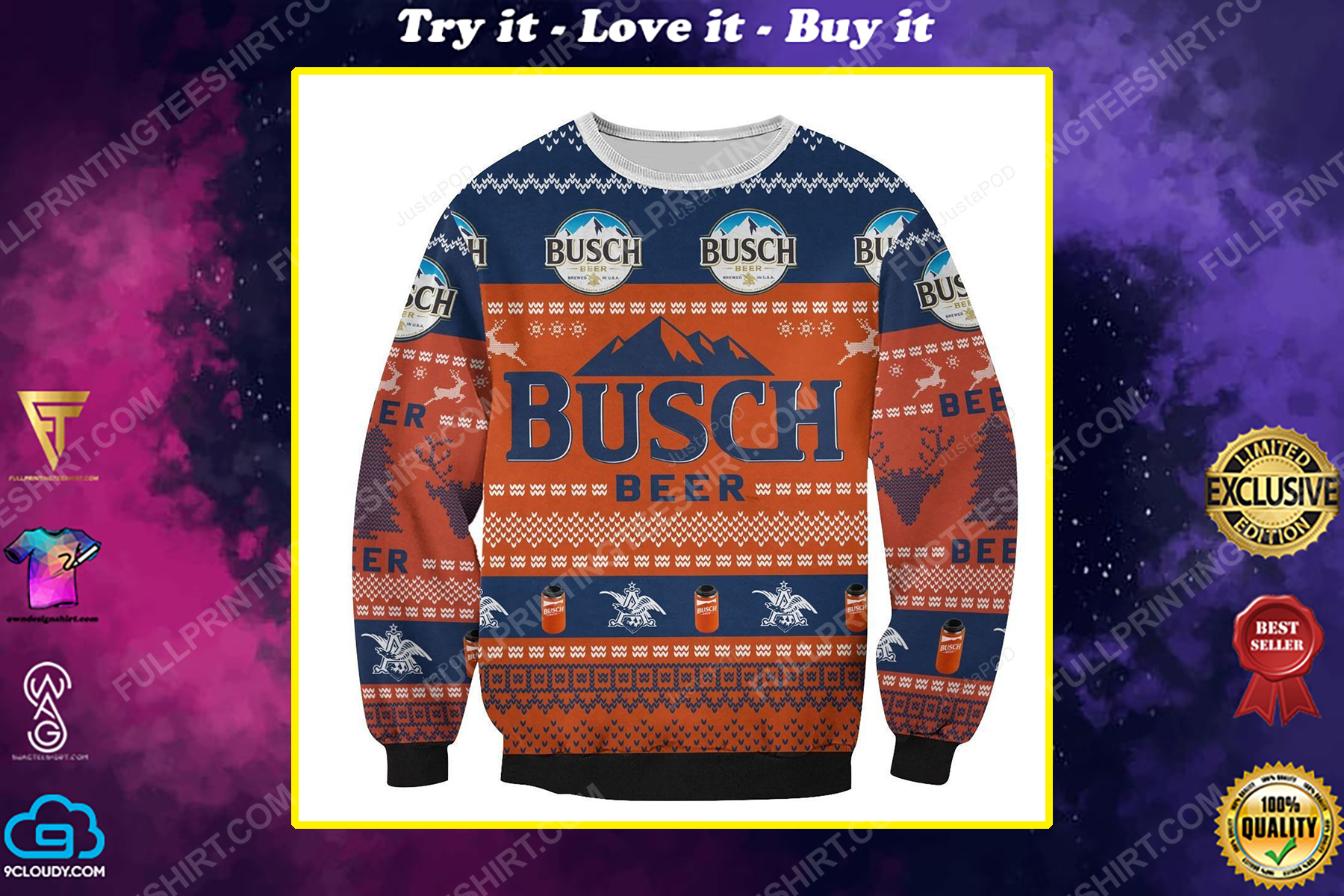 Busch beer christmas gift ugly christmas sweater