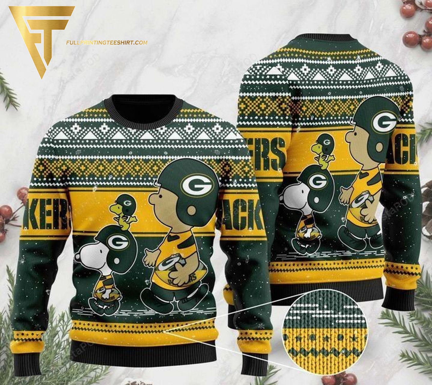 Charlie Brown And Snoopy Green Bay Packers Ugly Christmas Sweater