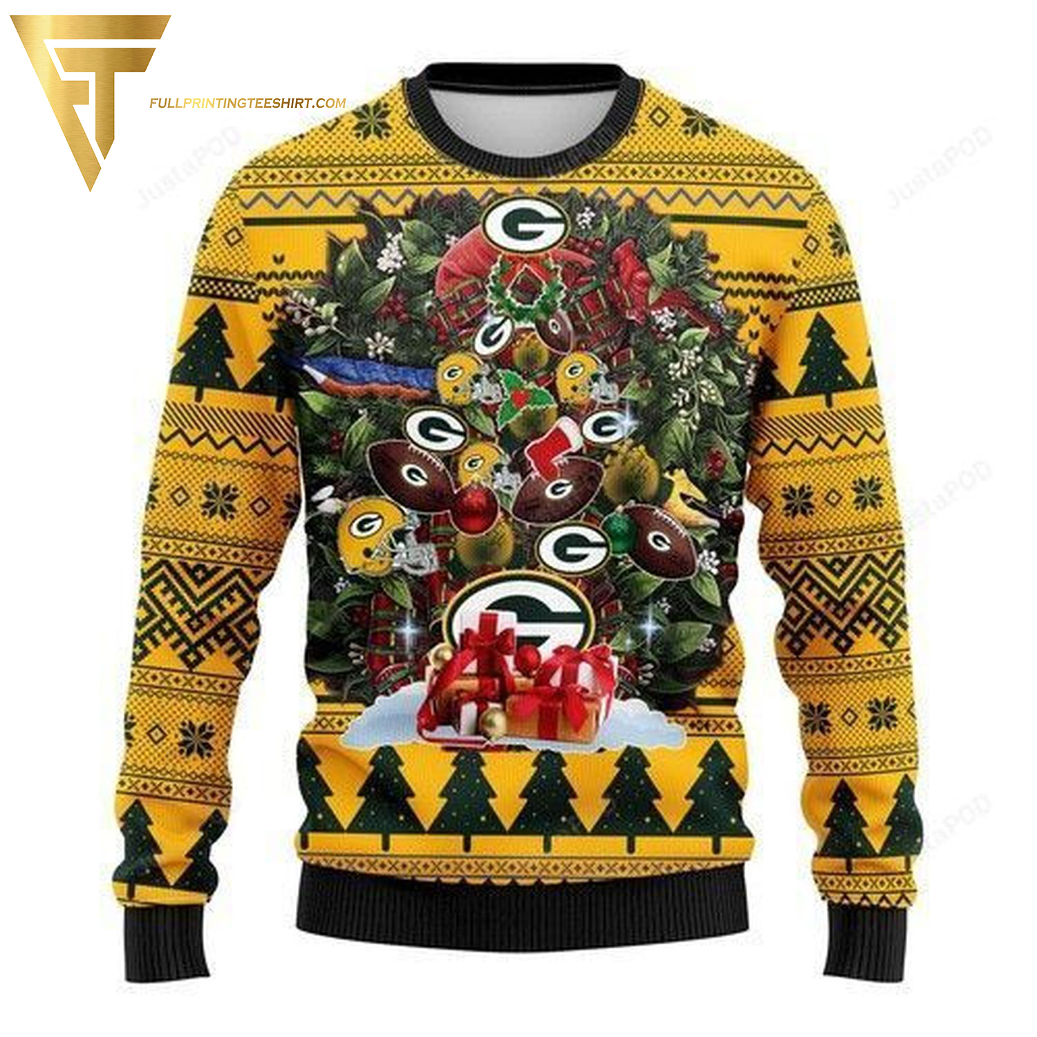 Christmas Tree Green Bay Packers Full Print Ugly Christmas Sweater