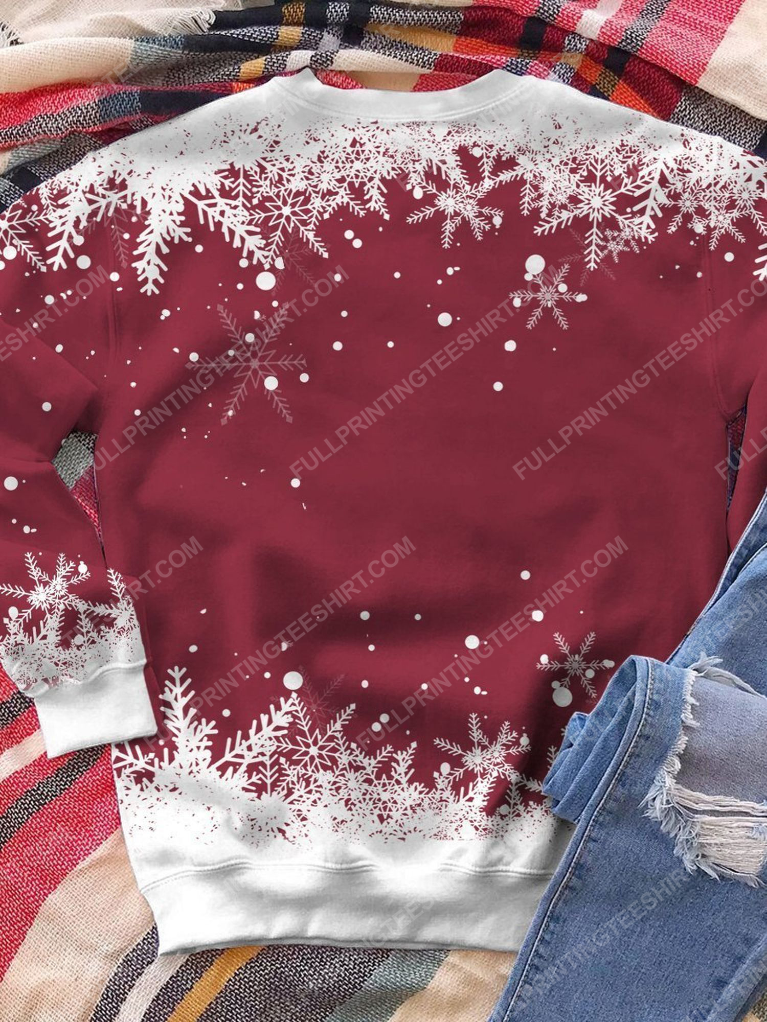 Christmas night reindeer and snowflake full print shirt