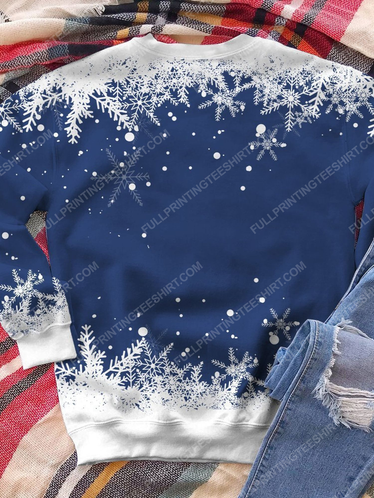 Christmas night santa claus and snow full print shirt