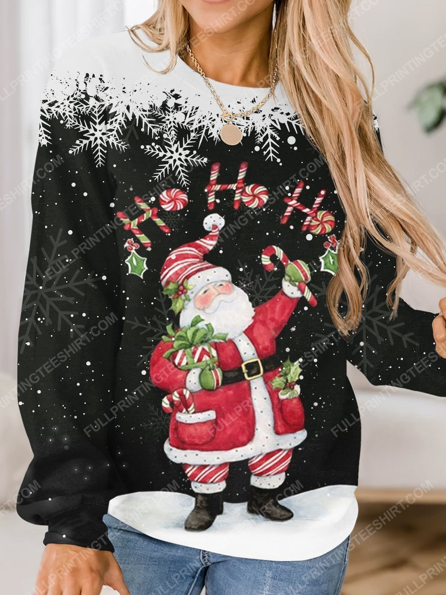 Christmas santa claus ho ho ho full print shirt