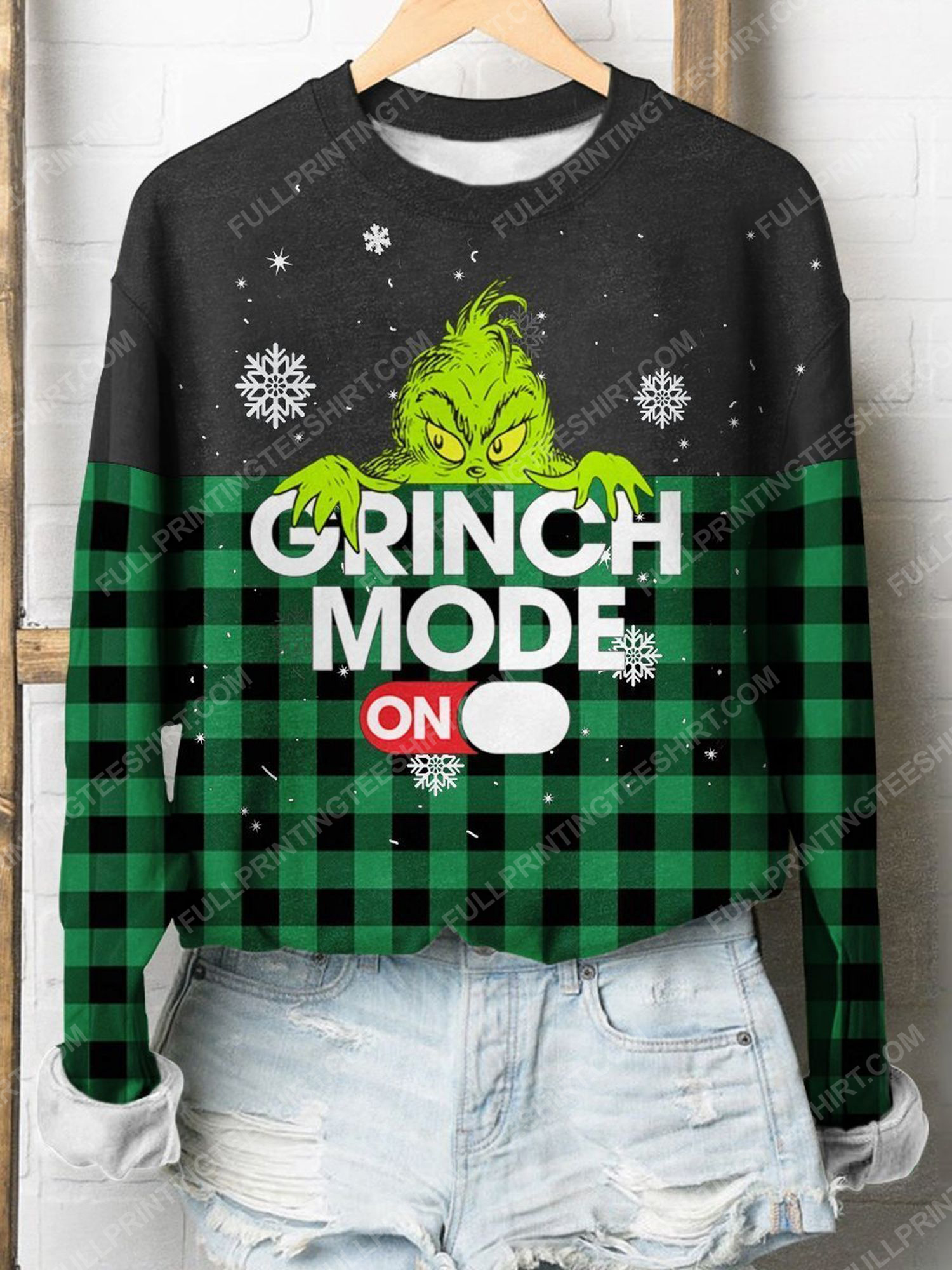Christmas time grinch mode on full print shirt 1