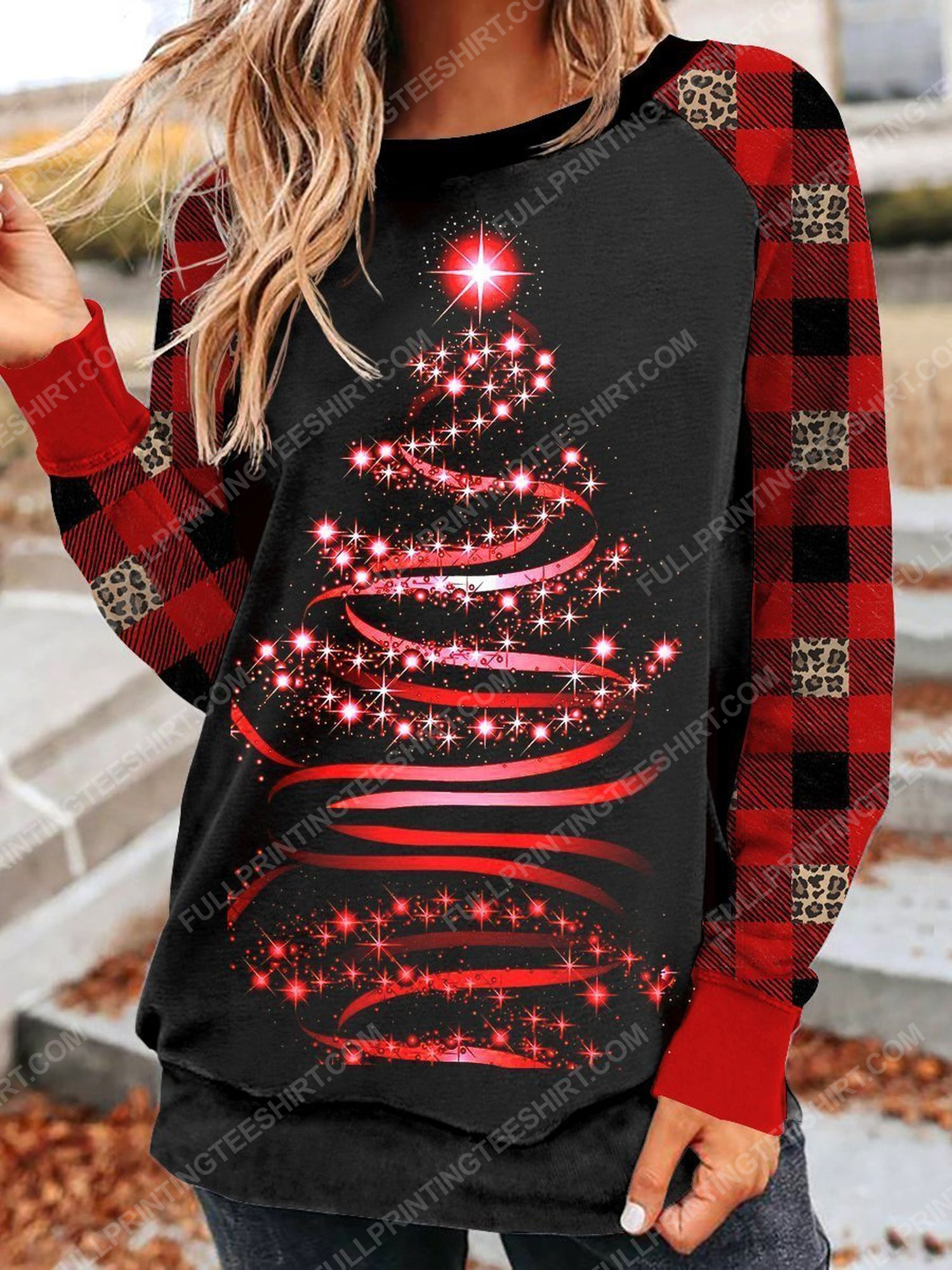 Christmas tree and christmas light full print shirt