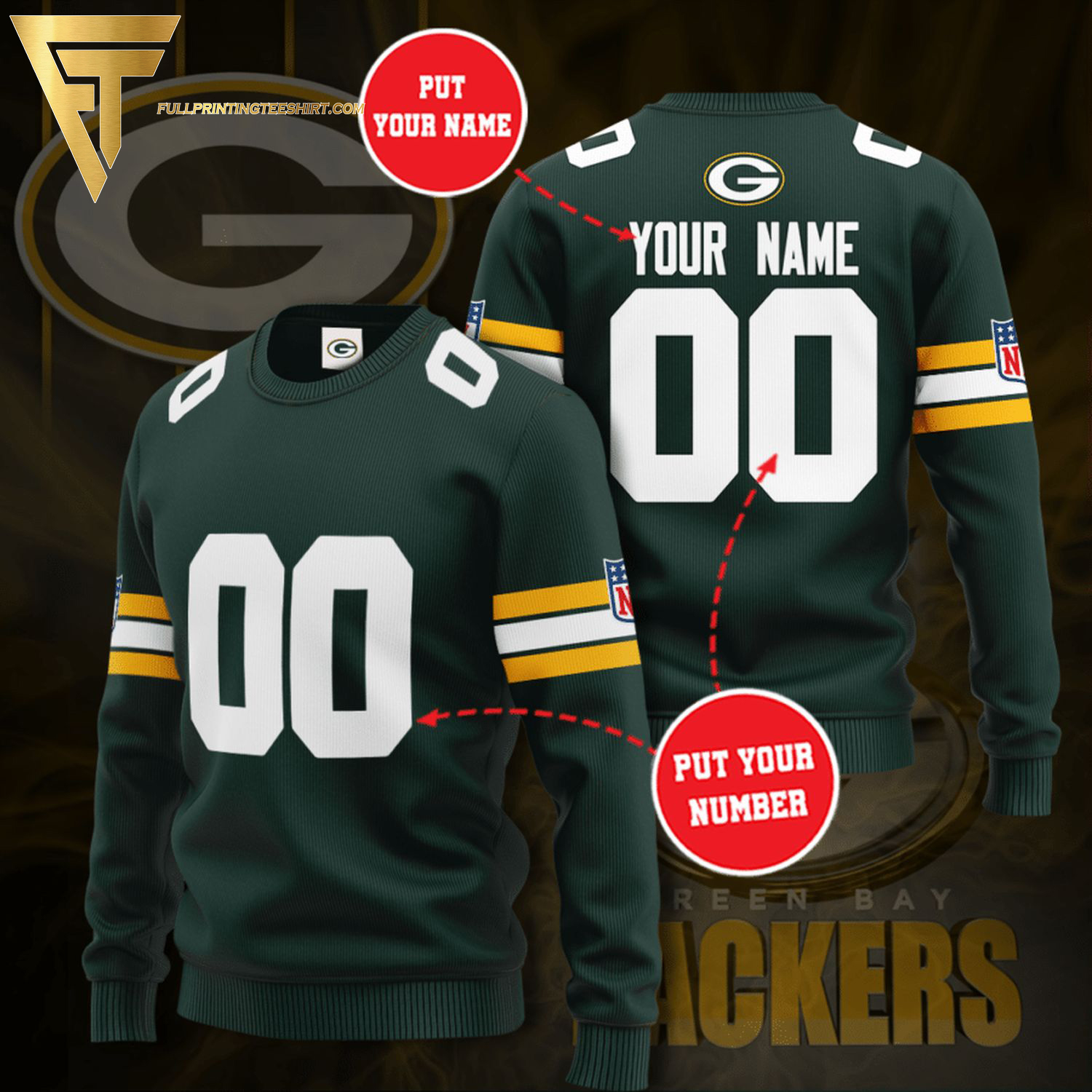 Custom Green Bay Packers Football Team Full Print Ugly Christmas Sweater