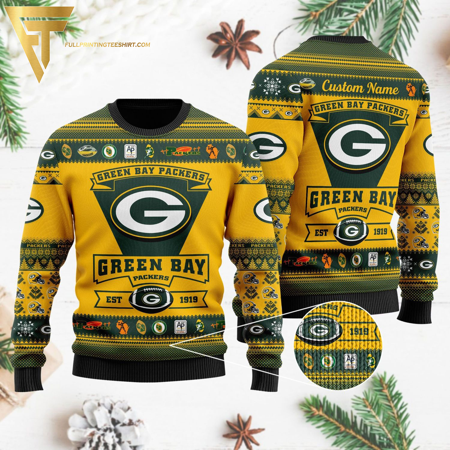 Custom Green Bay Packers NFL Full Print Ugly Christmas Sweater