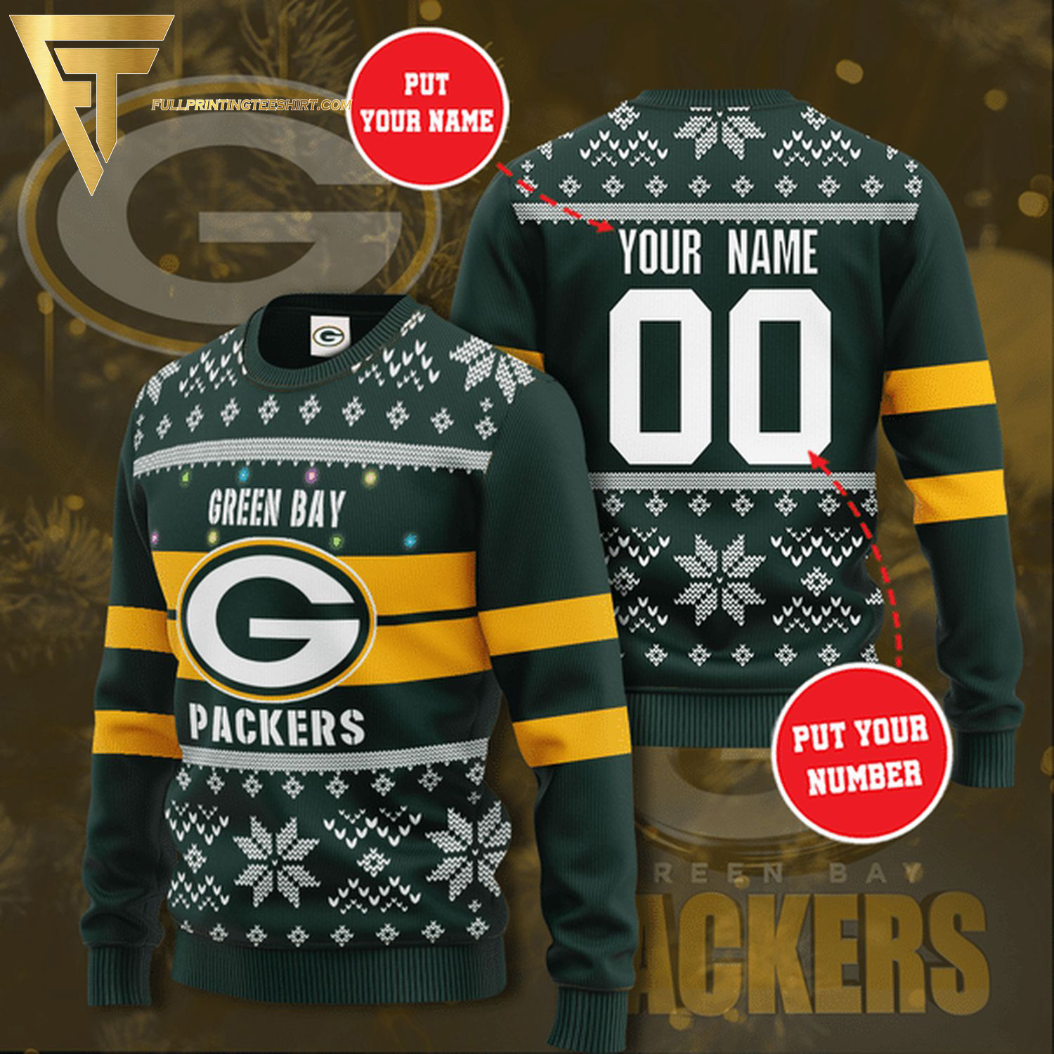 Custom Green Bay Packers National Football League Full Print Ugly Christmas Sweater