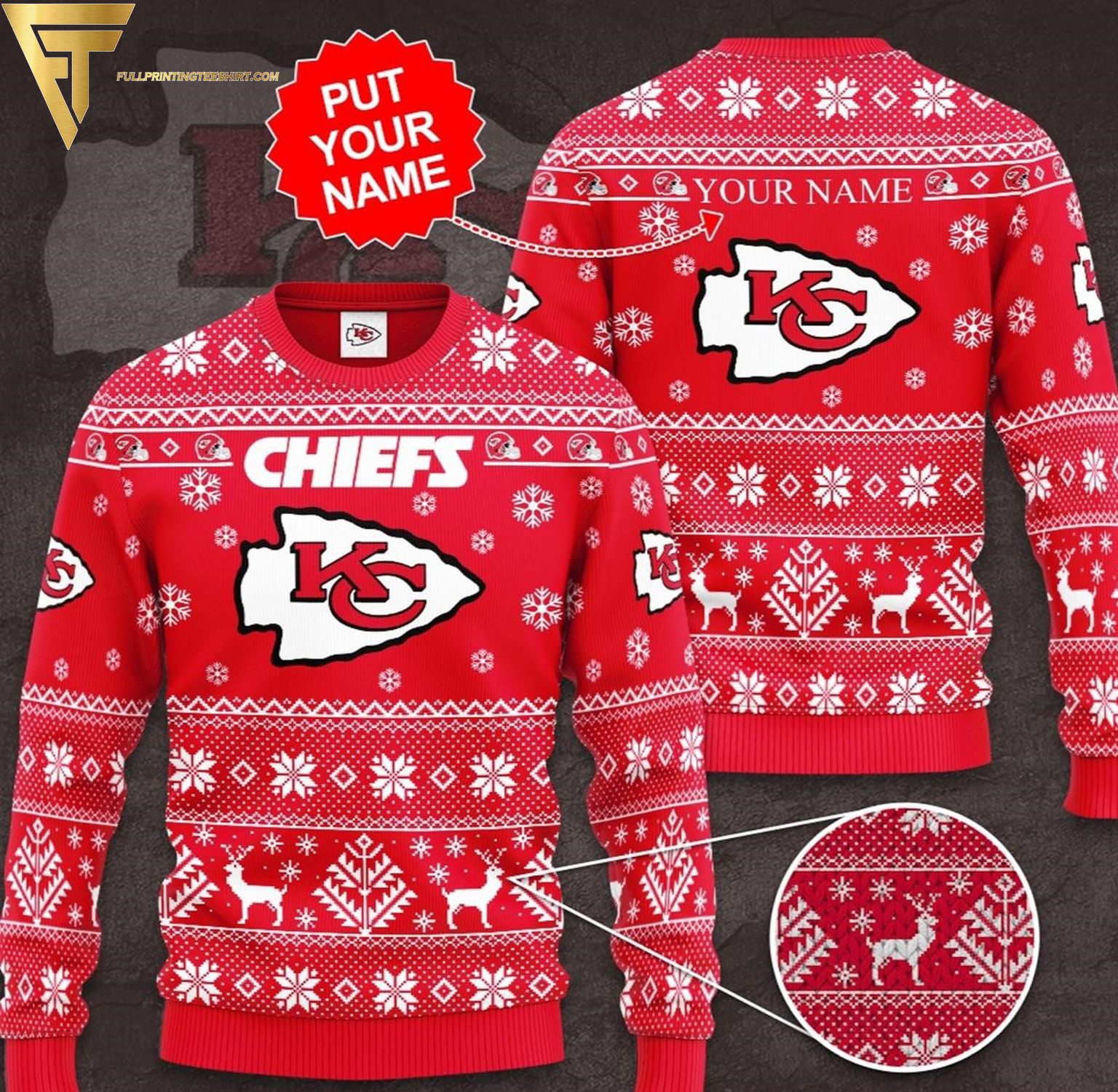 Custom Kansas City Chiefs Football Team Full Print Ugly Christmas Sweater - Copy (2)