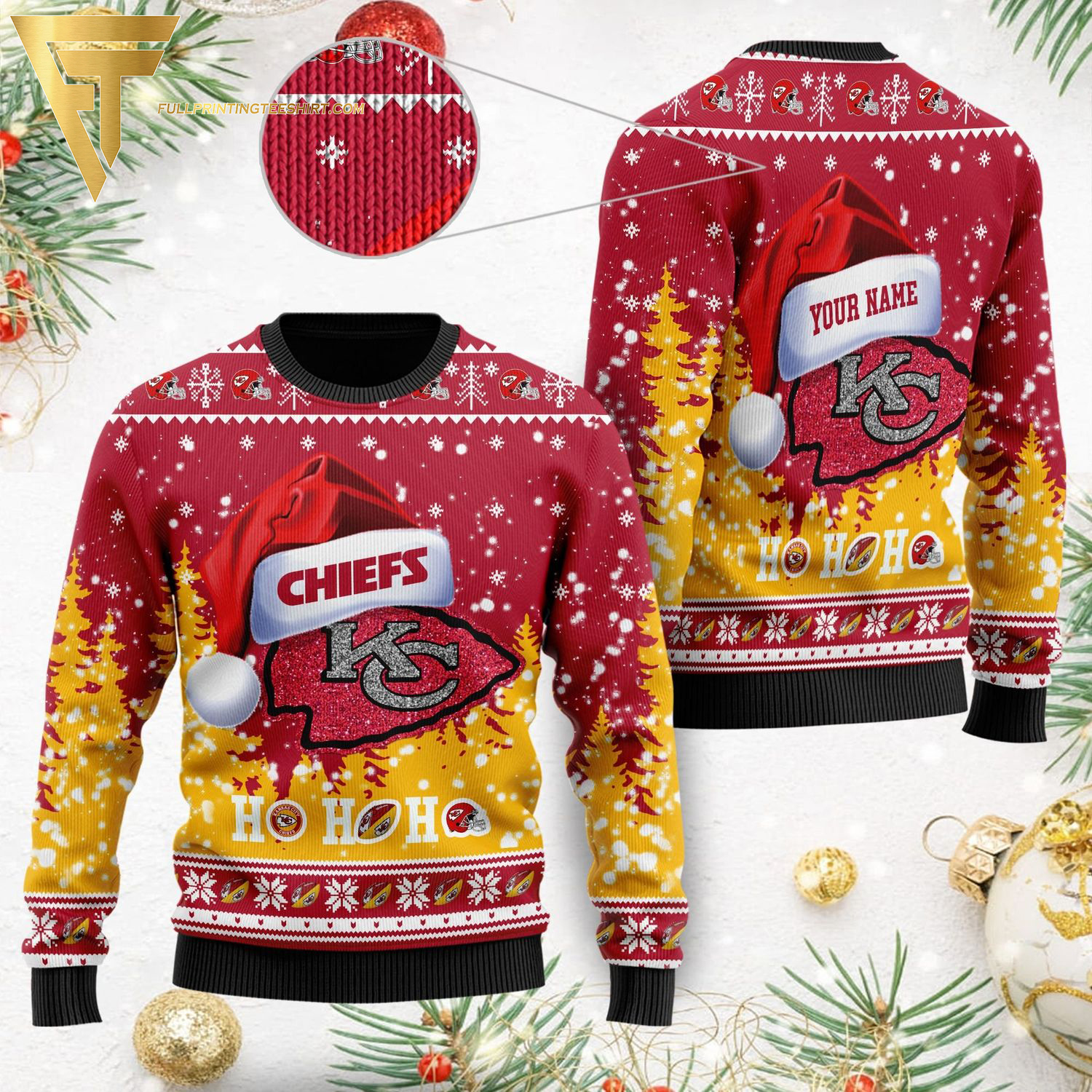 Custom Kansas City Chiefs Full Print Ugly Christmas Sweater