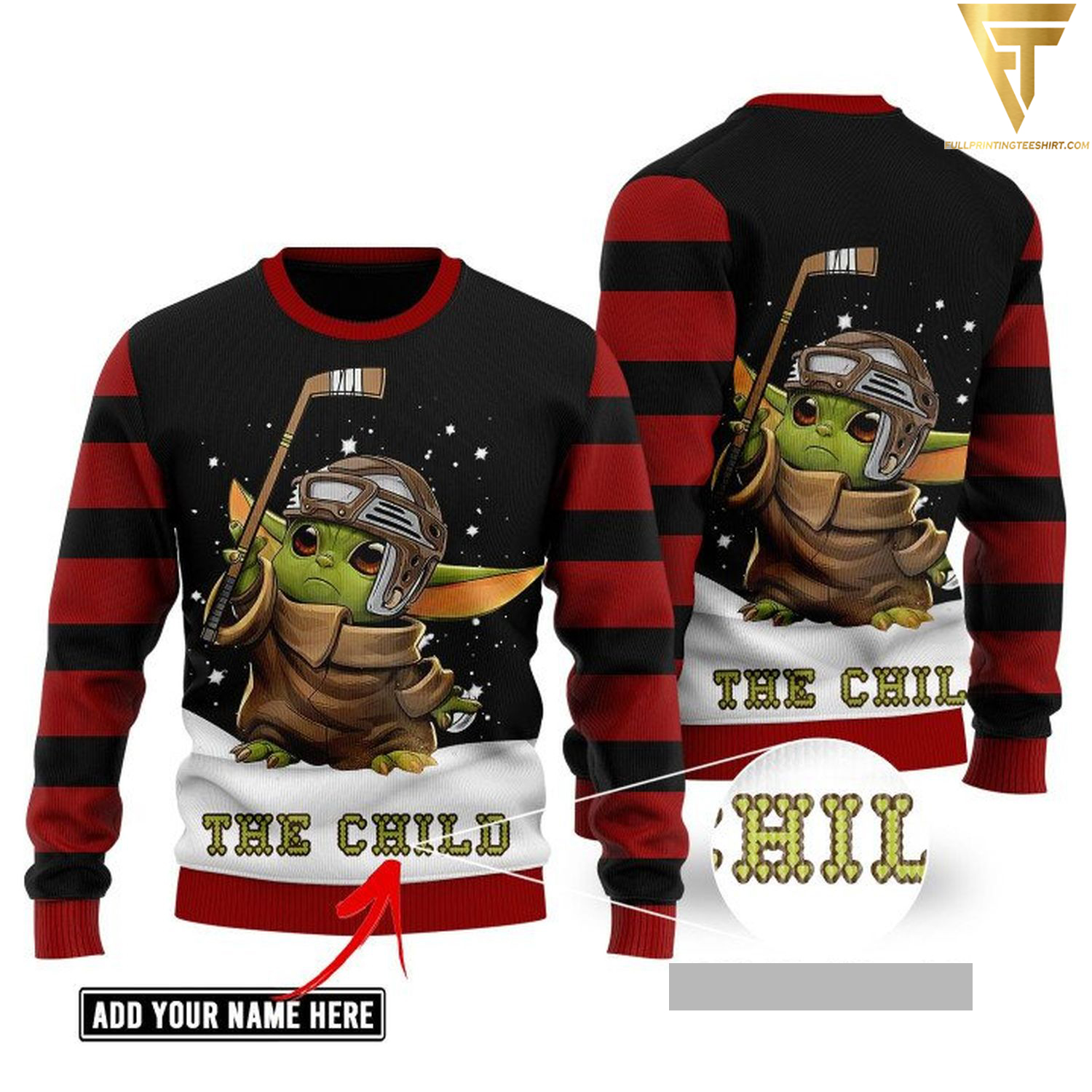 Custom baby yoda the child hockey ugly christmas sweater - Copy (2)