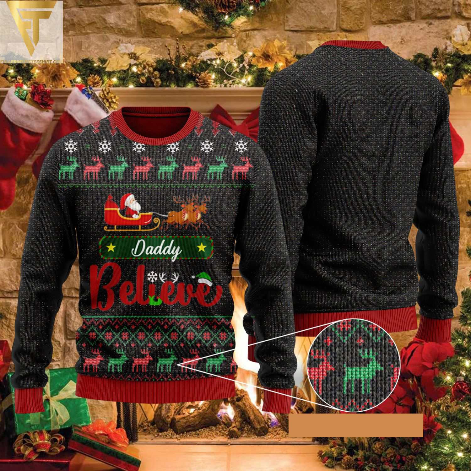 Custom family christmas santa claus ugly christmas sweater - Copy (2)