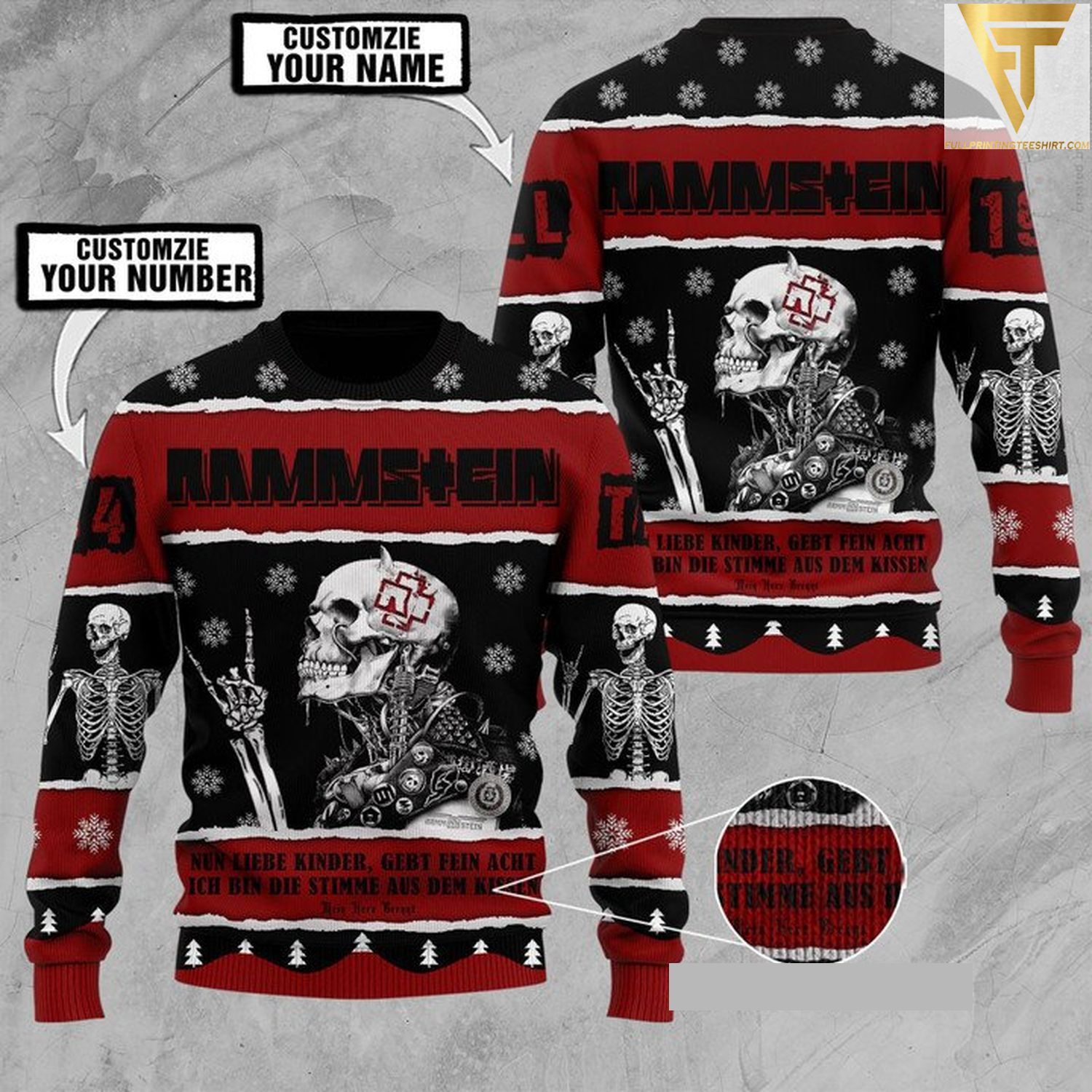 Custom rammstein rock band ugly christmas sweater - Copy (2)