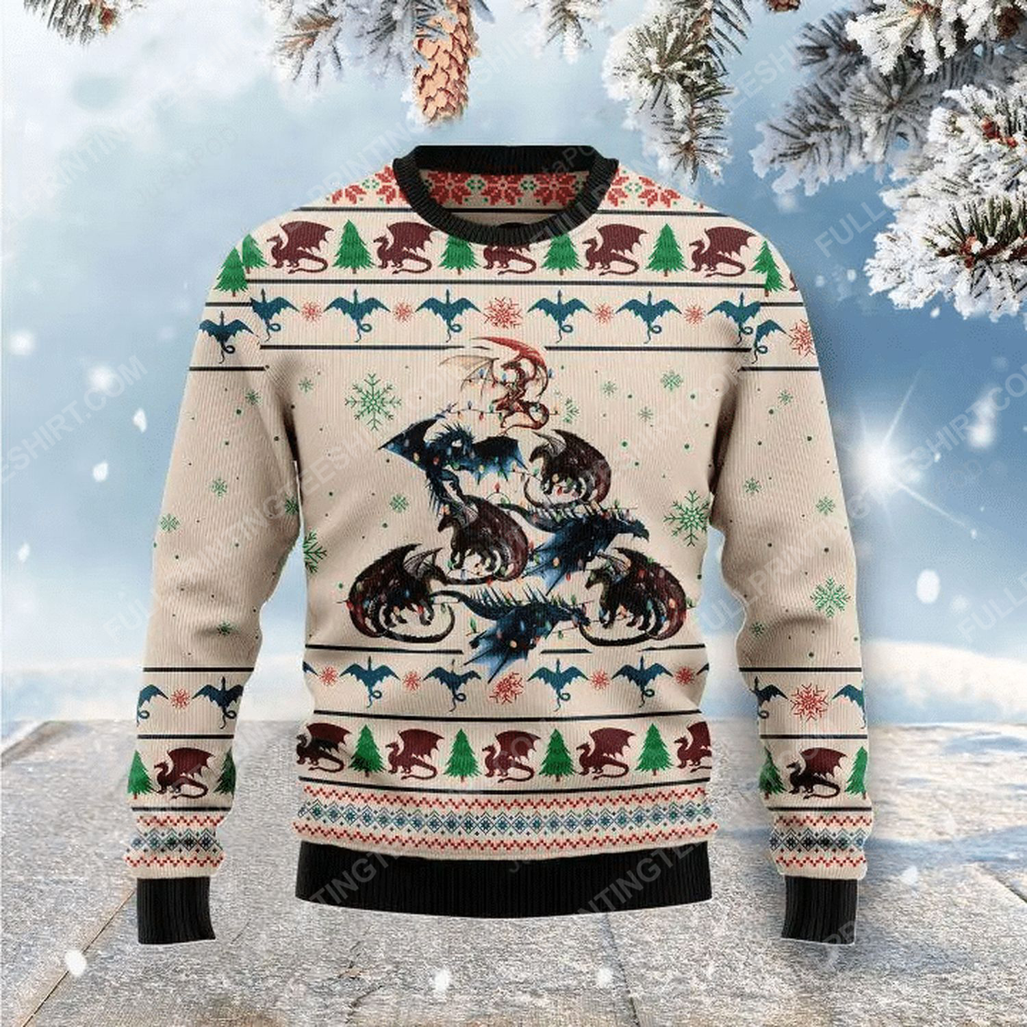 Dragon christmas tree christmas gift ugly christmas sweater